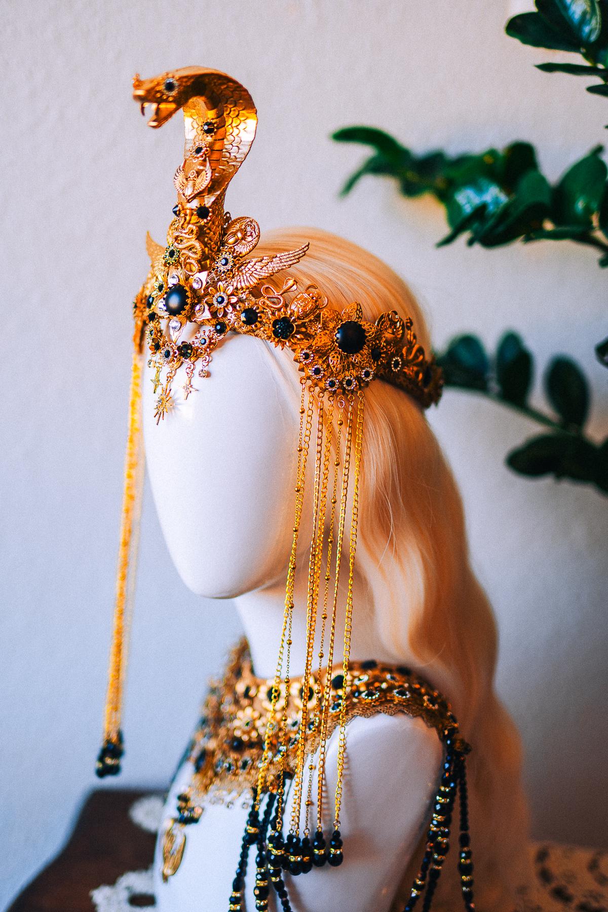 Cleopatra Royal Cobra Headdress Egyptian Goddess Crown