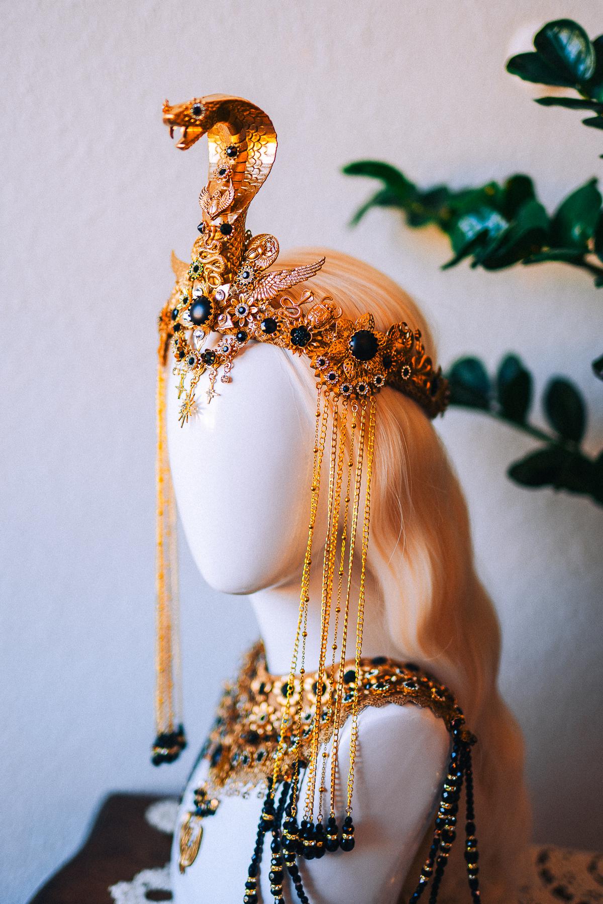 Cleopatra Royal Cobra Headdress Egyptian Goddess Crown