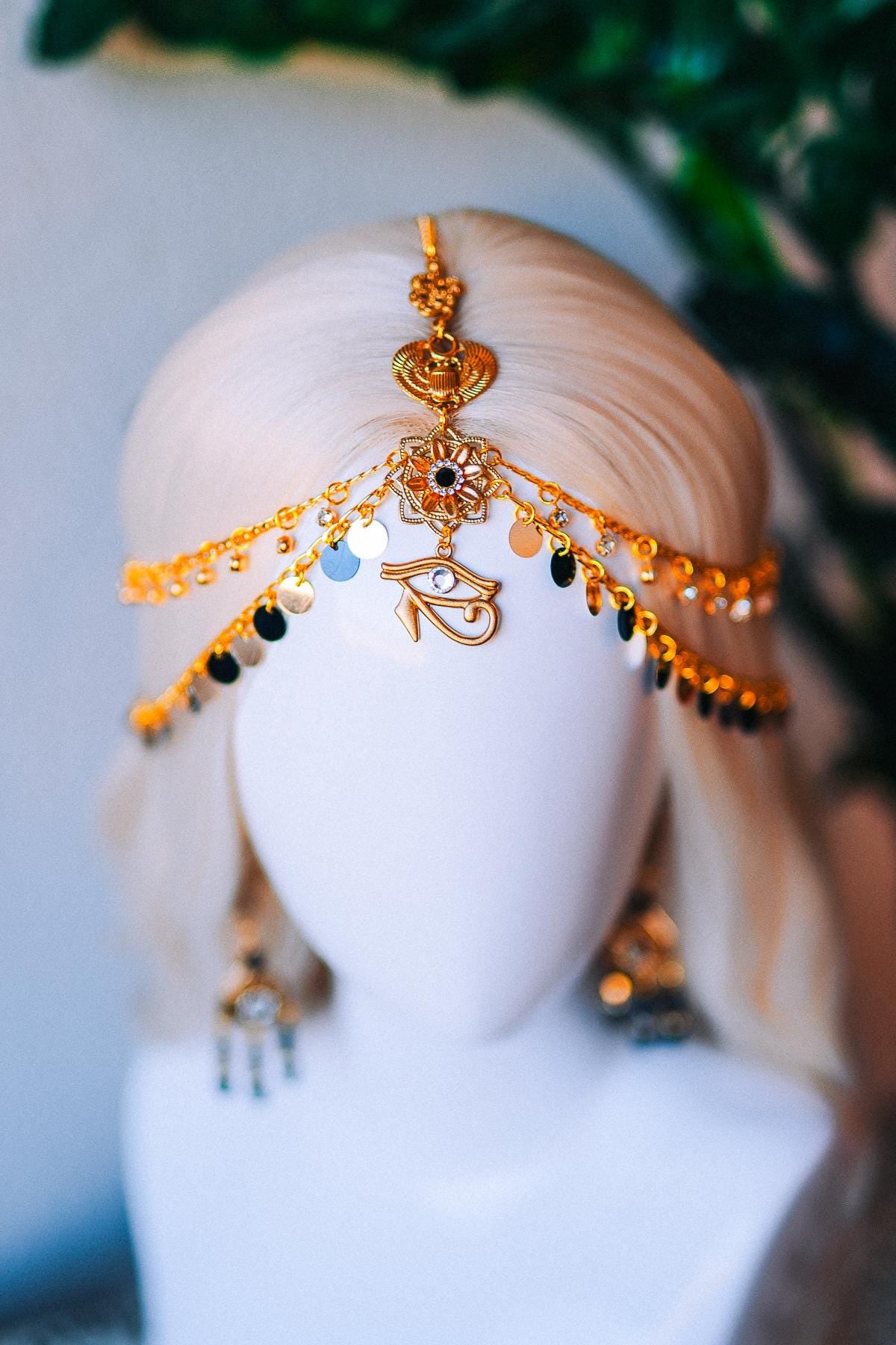 Cleopatra Eye Chain Headpiece Egyptian Goddess Festival Crown