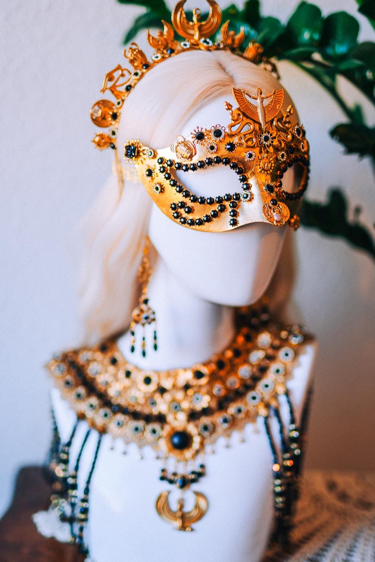 Cleopatra Solar Scarab Mask Egyptian Goddess Statement Headpiece