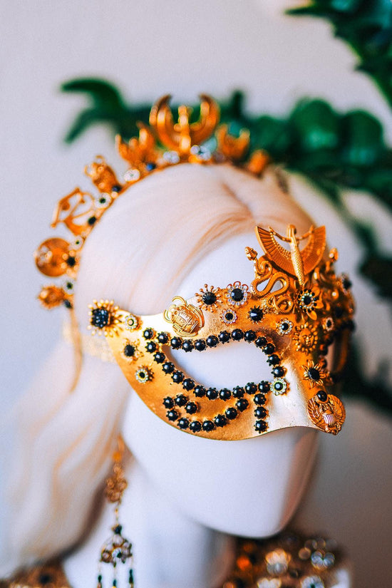 Cleopatra Solar Scarab Mask Egyptian Goddess Statement Headpiece