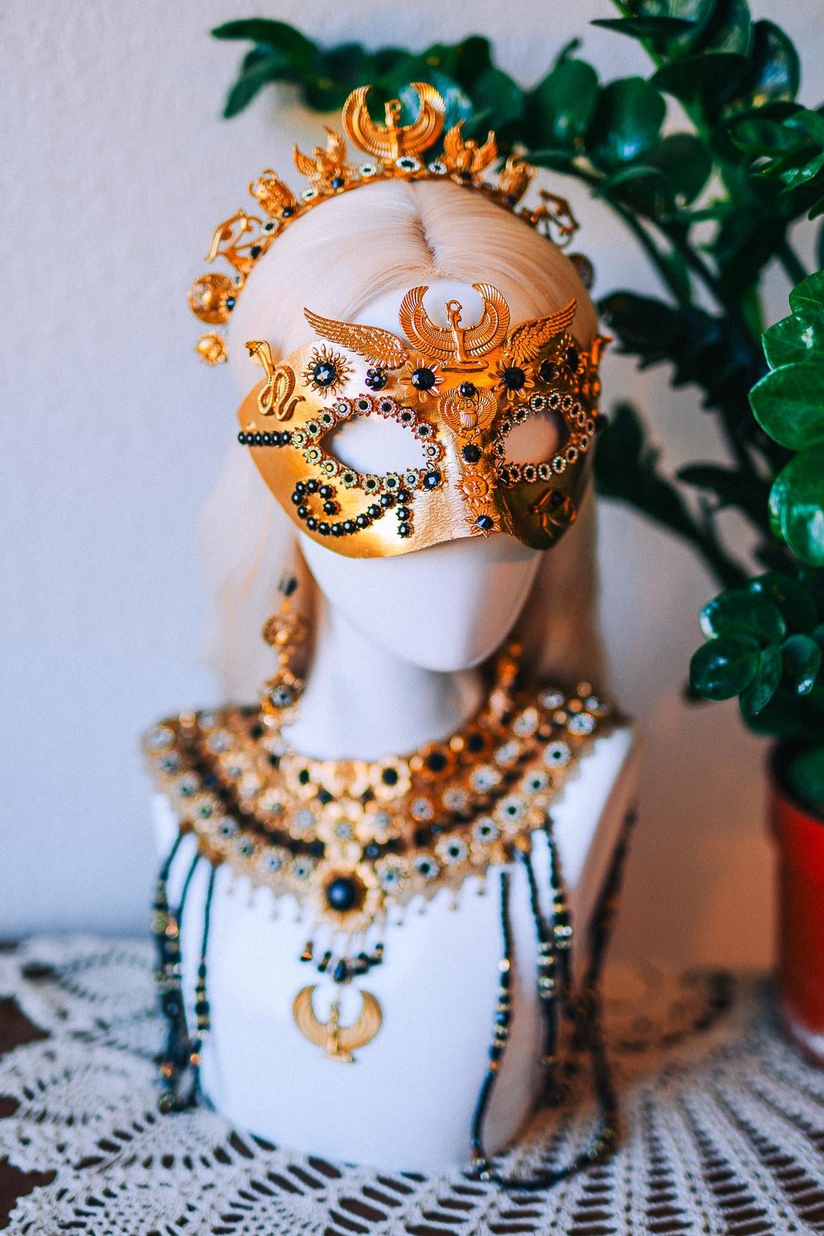 Cleopatra Sacred Scarab Mask Egyptian Goddess Statement Headpiece