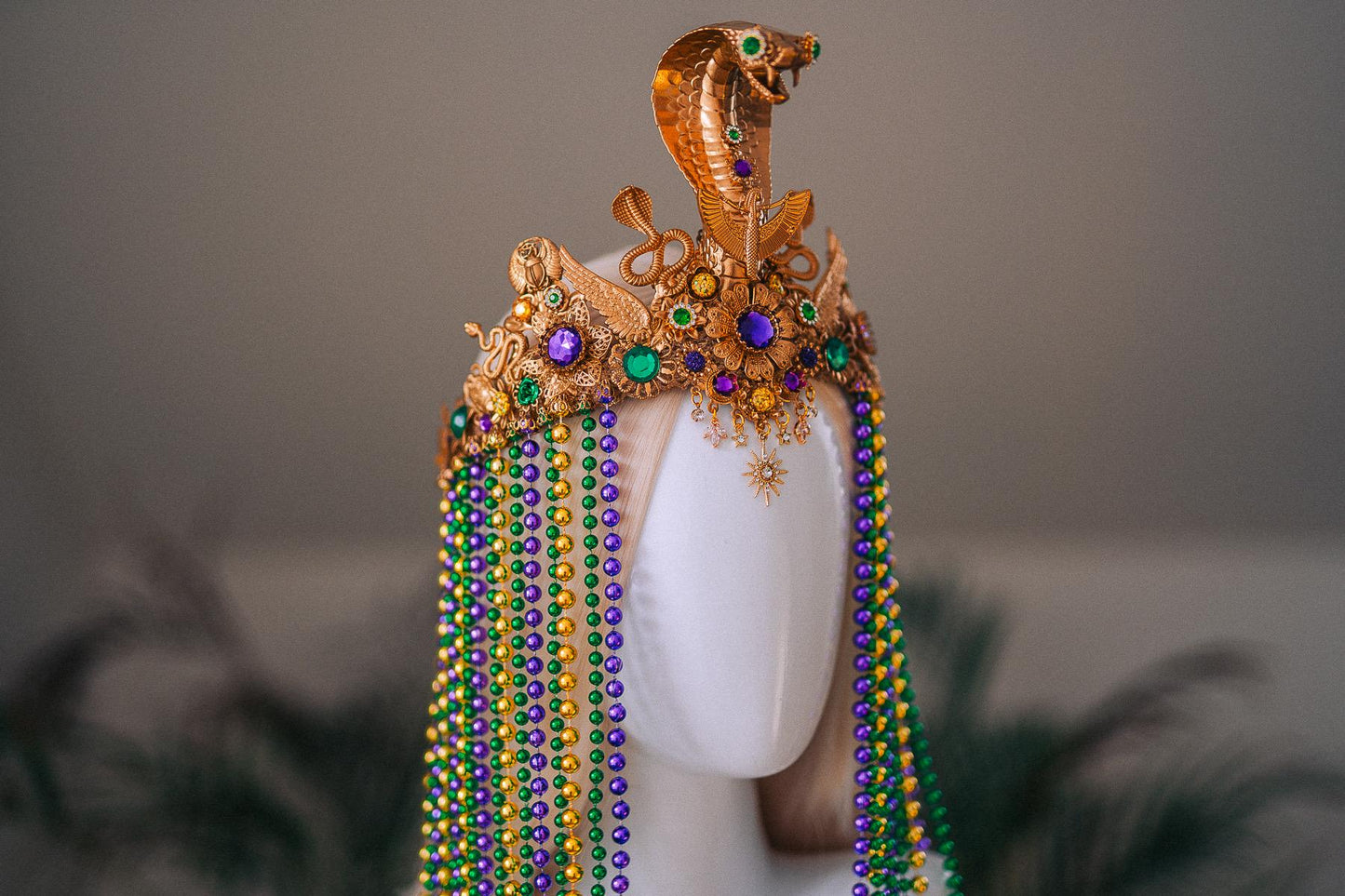 Cleopatra Cobra Crown Mardi Gras Goddess Headpiece