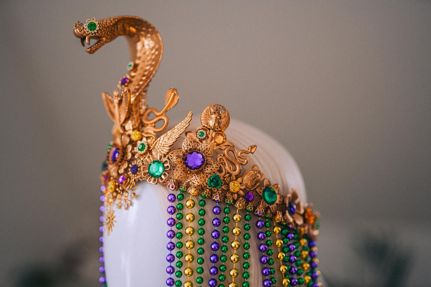 Cleopatra Cobra Crown Mardi Gras Goddess Headpiece