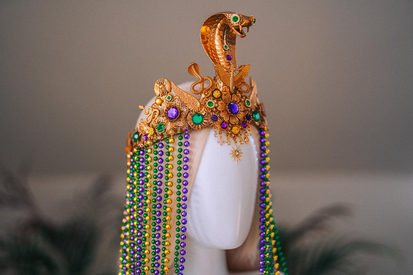 Cleopatra Cobra Crown Mardi Gras Goddess Headpiece