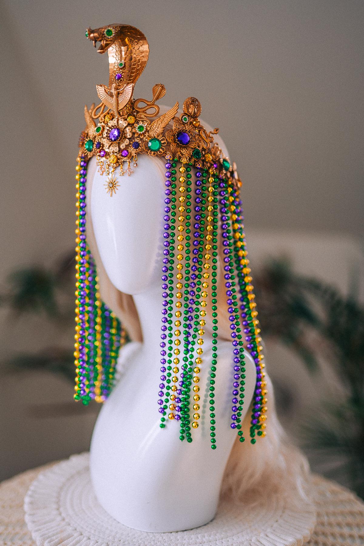 Cleopatra Cobra Crown Mardi Gras Goddess Headpiece