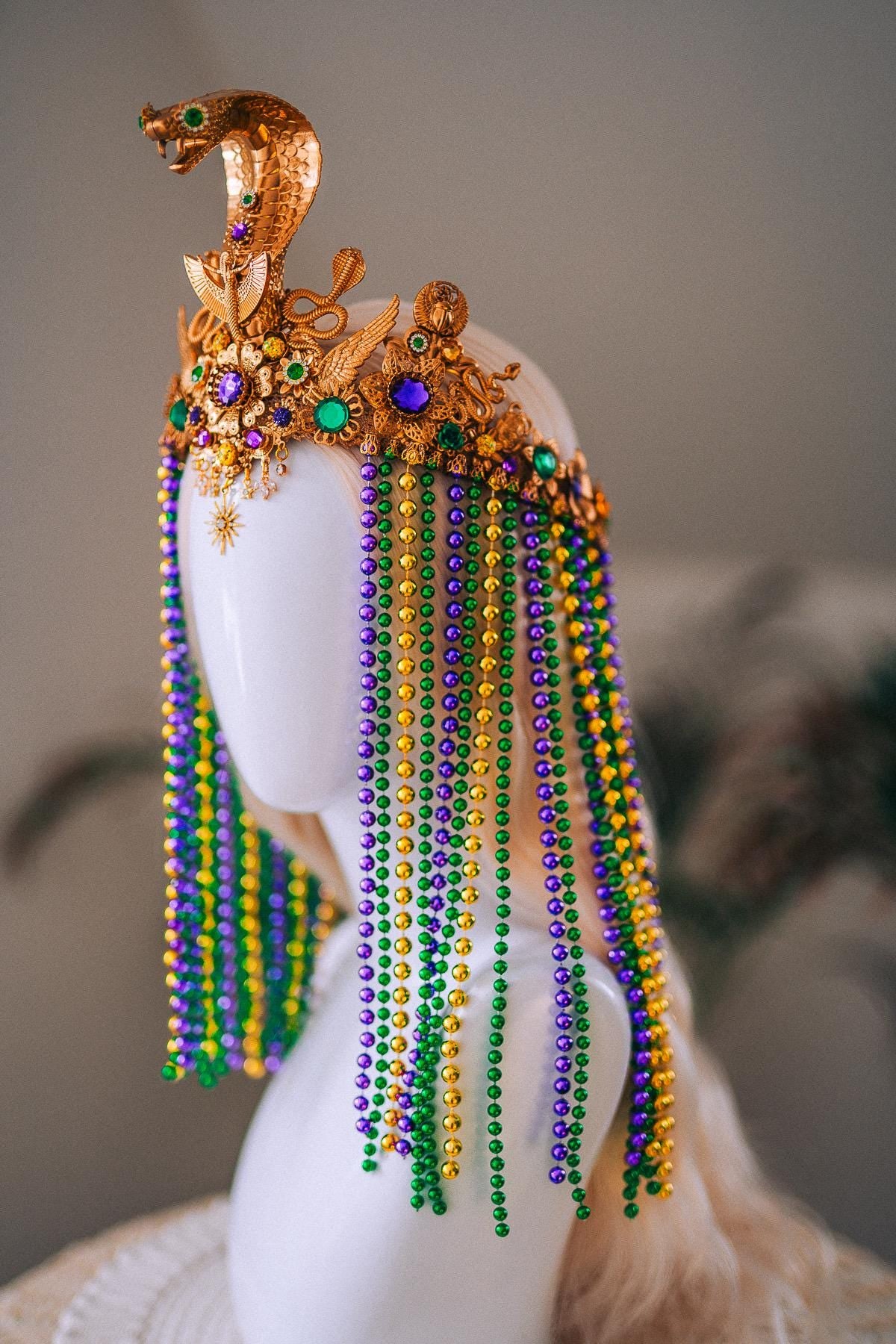 Cleopatra Cobra Crown Mardi Gras Goddess Headpiece