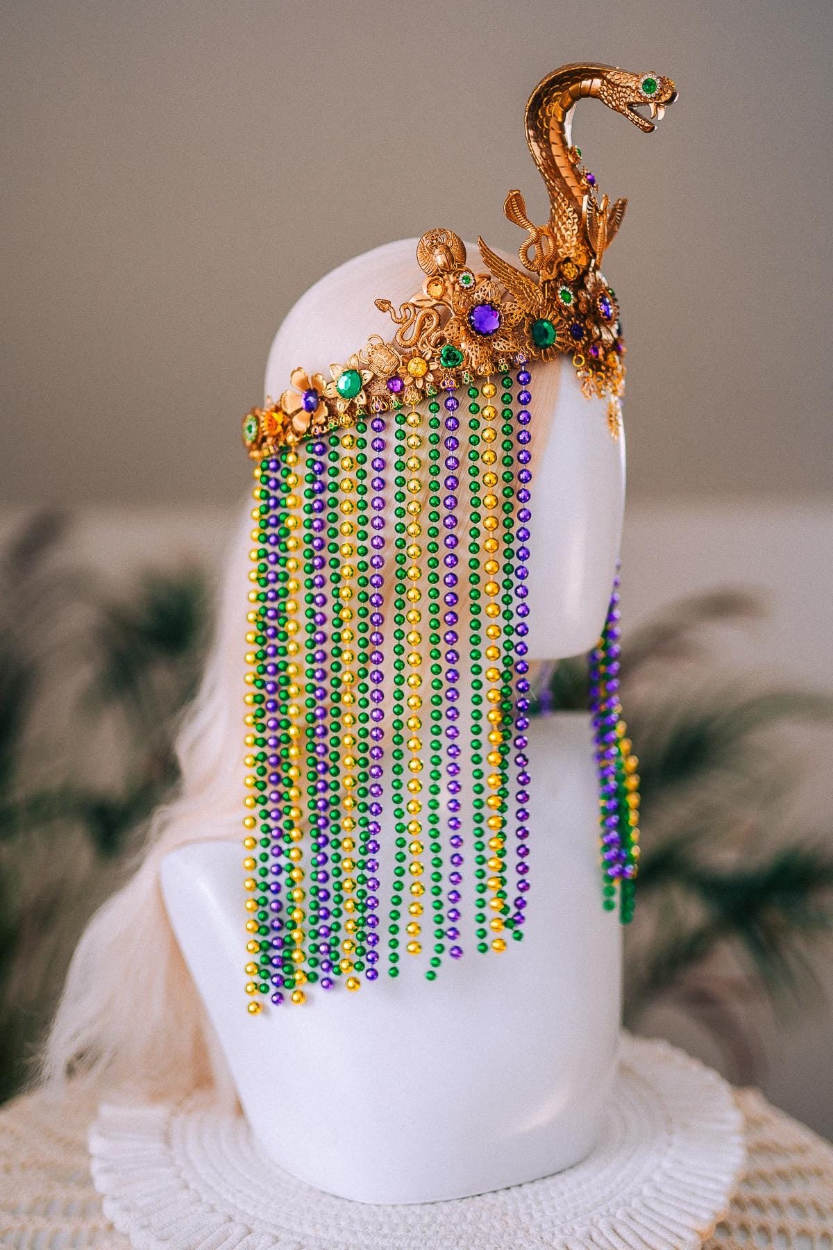 Cleopatra Cobra Crown Mardi Gras Goddess Headpiece