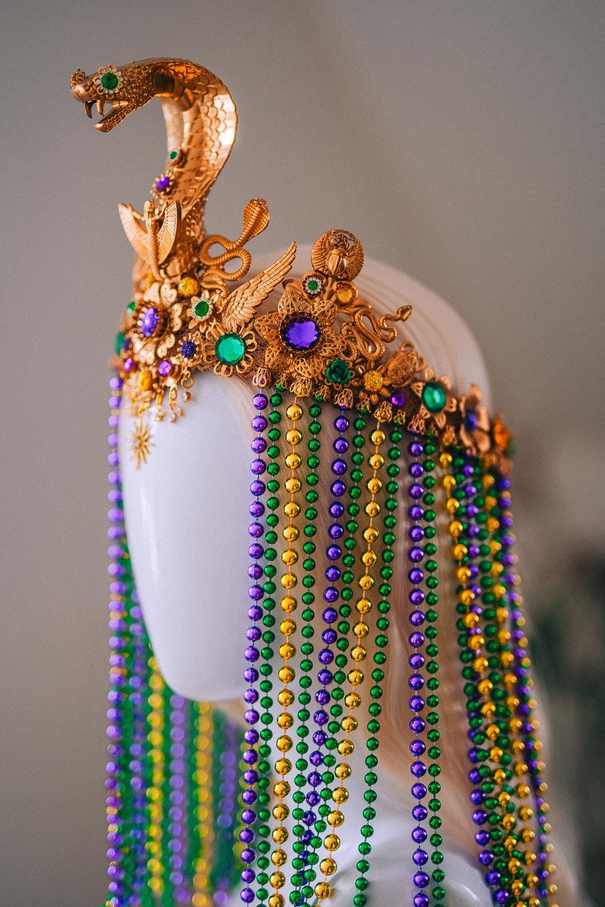 Cleopatra Cobra Crown Mardi Gras Goddess Headpiece