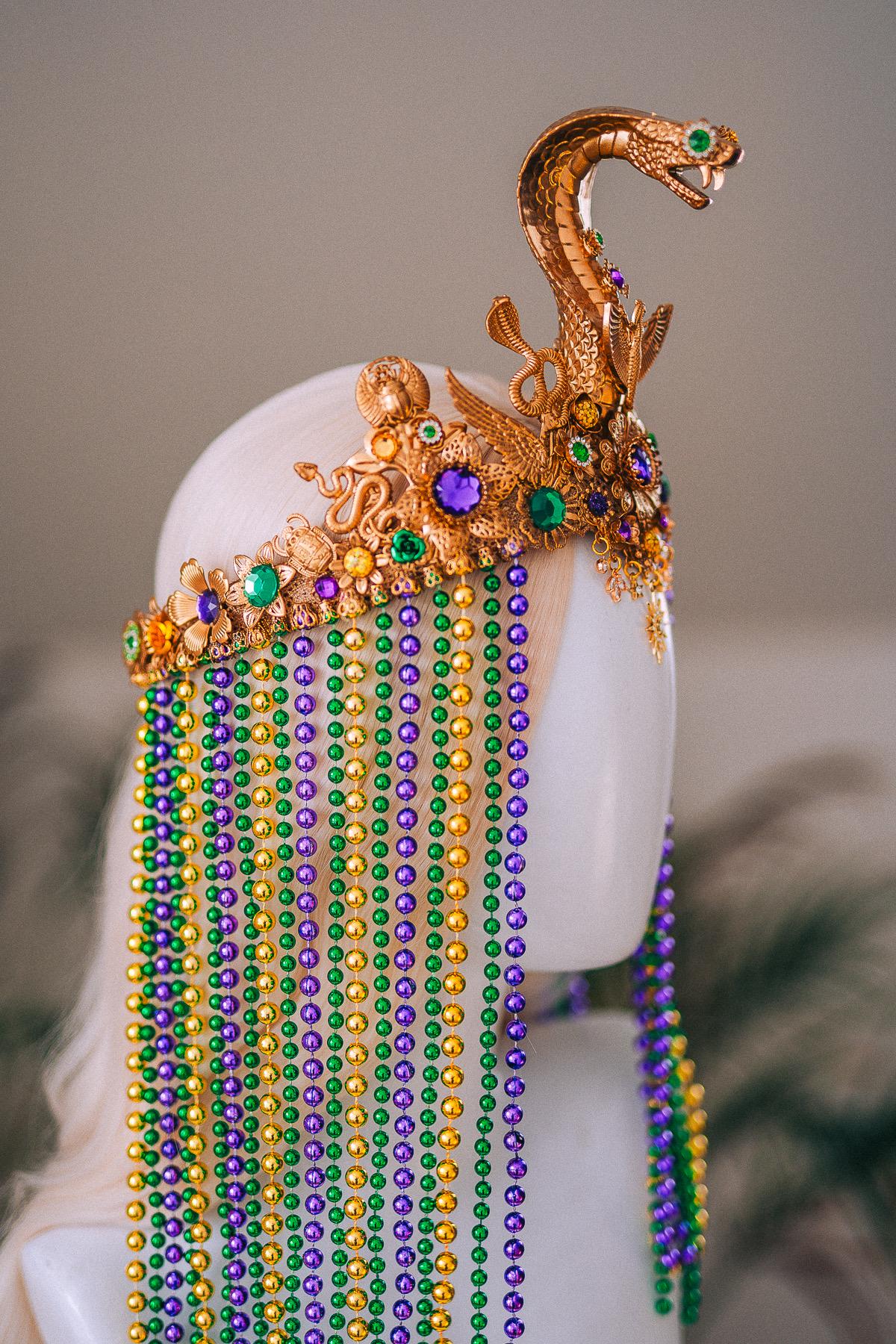 Cleopatra Cobra Crown Mardi Gras Goddess Headpiece