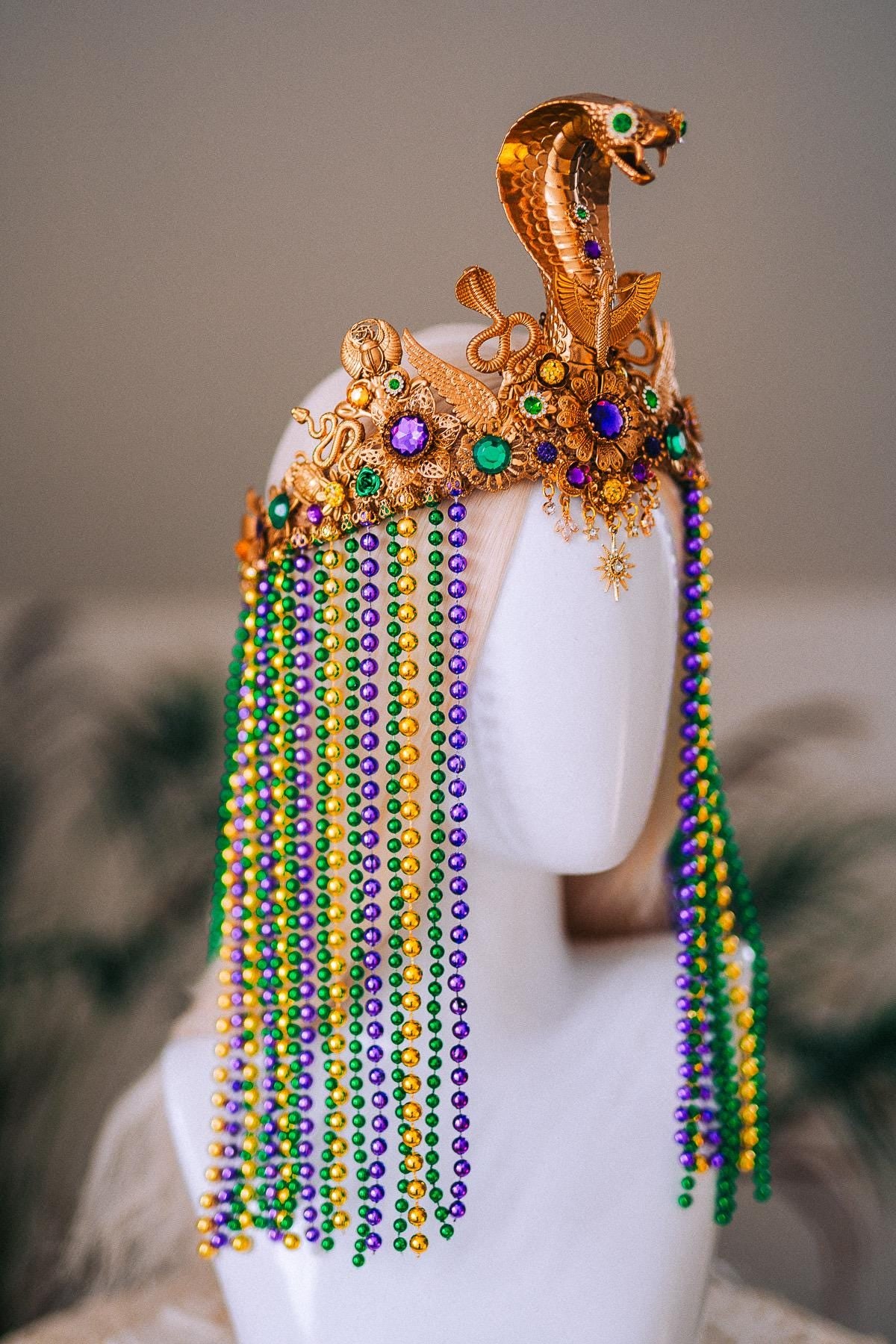 Cleopatra Cobra Crown Mardi Gras Goddess Headpiece