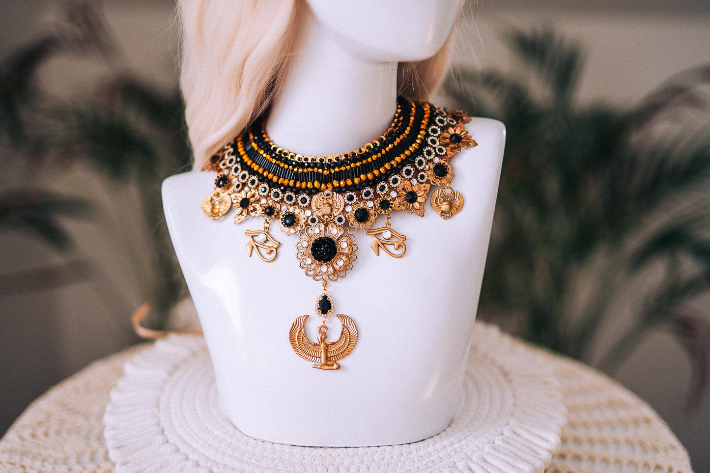 Cleopatra Night Sun Crown Black Gold Egyptian Goddess Cobra Headpiece