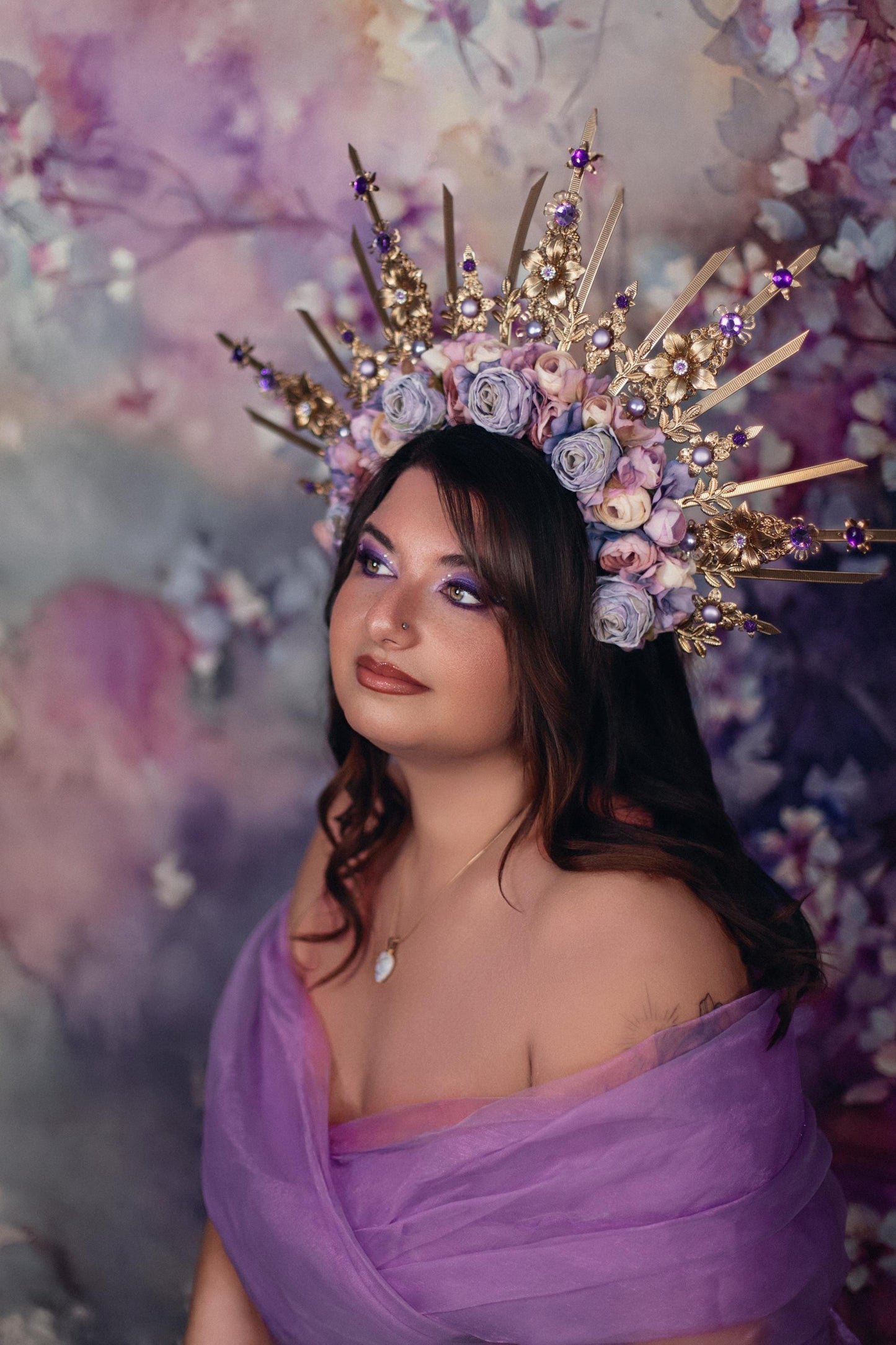 Amethyst Blossom Celestial Halo Crown