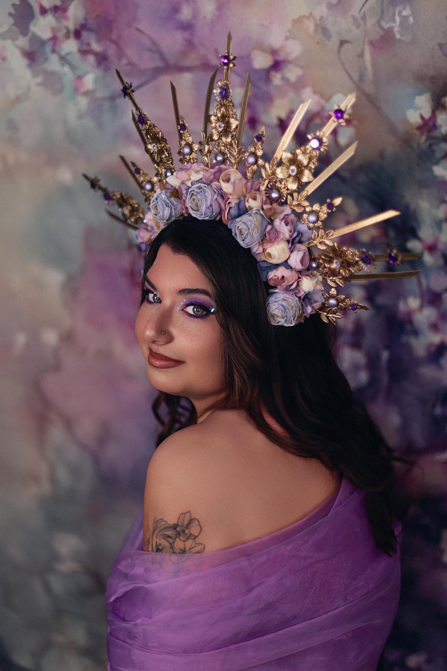 Amethyst Blossom Celestial Halo Crown