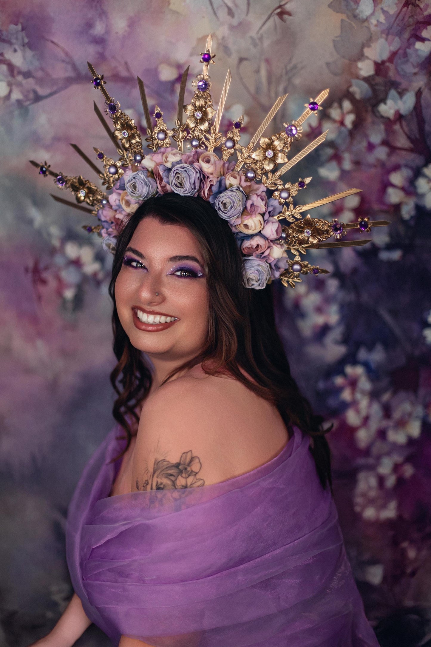 Amethyst Blossom Celestial Halo Crown