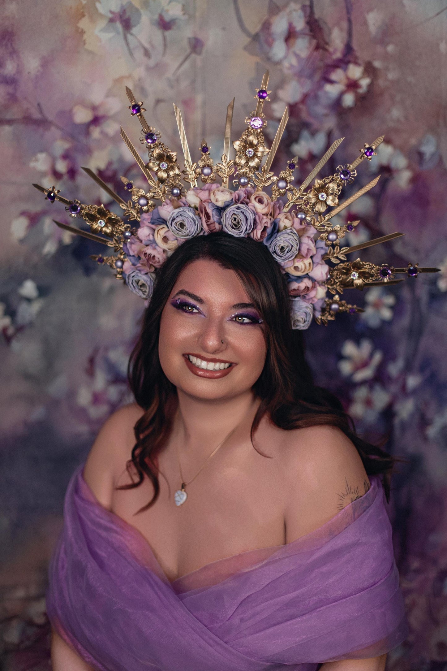 Amethyst Blossom Celestial Halo Crown