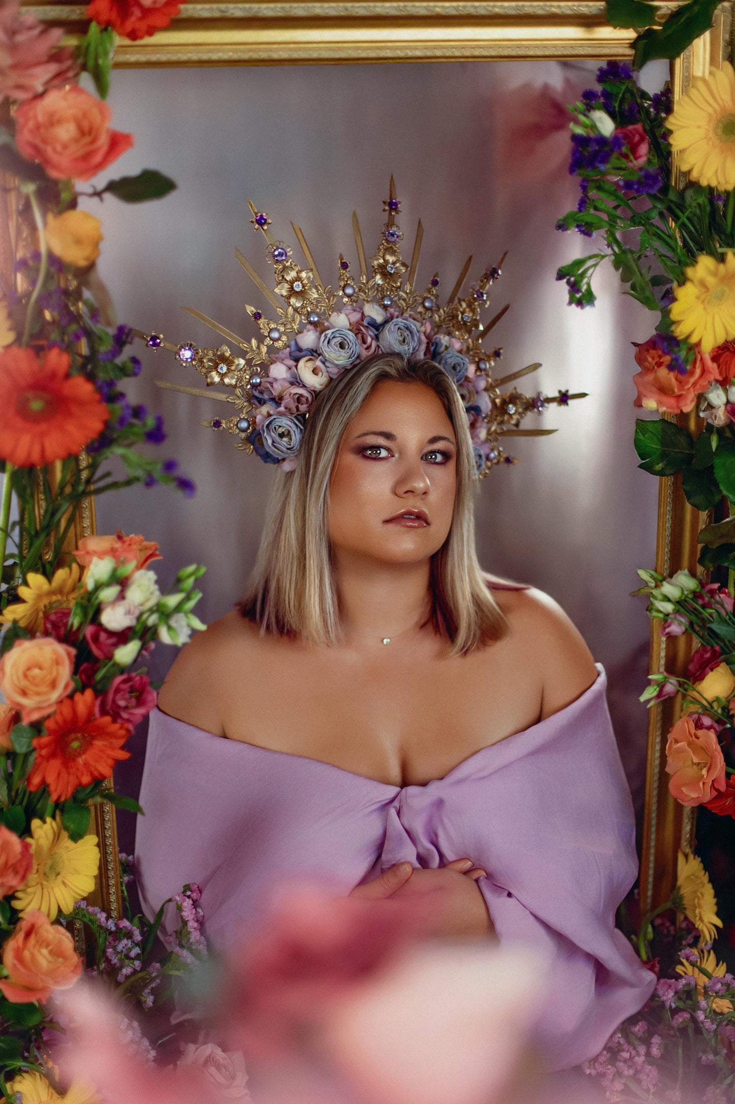 Amethyst Blossom Celestial Halo Crown
