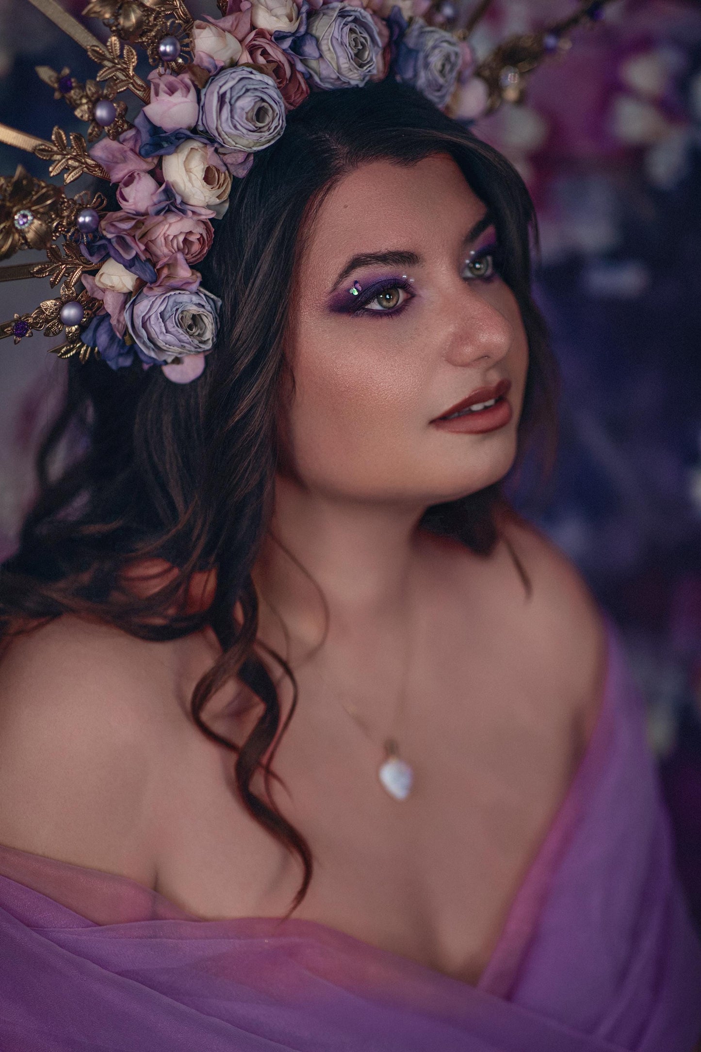 Amethyst Blossom Celestial Halo Crown