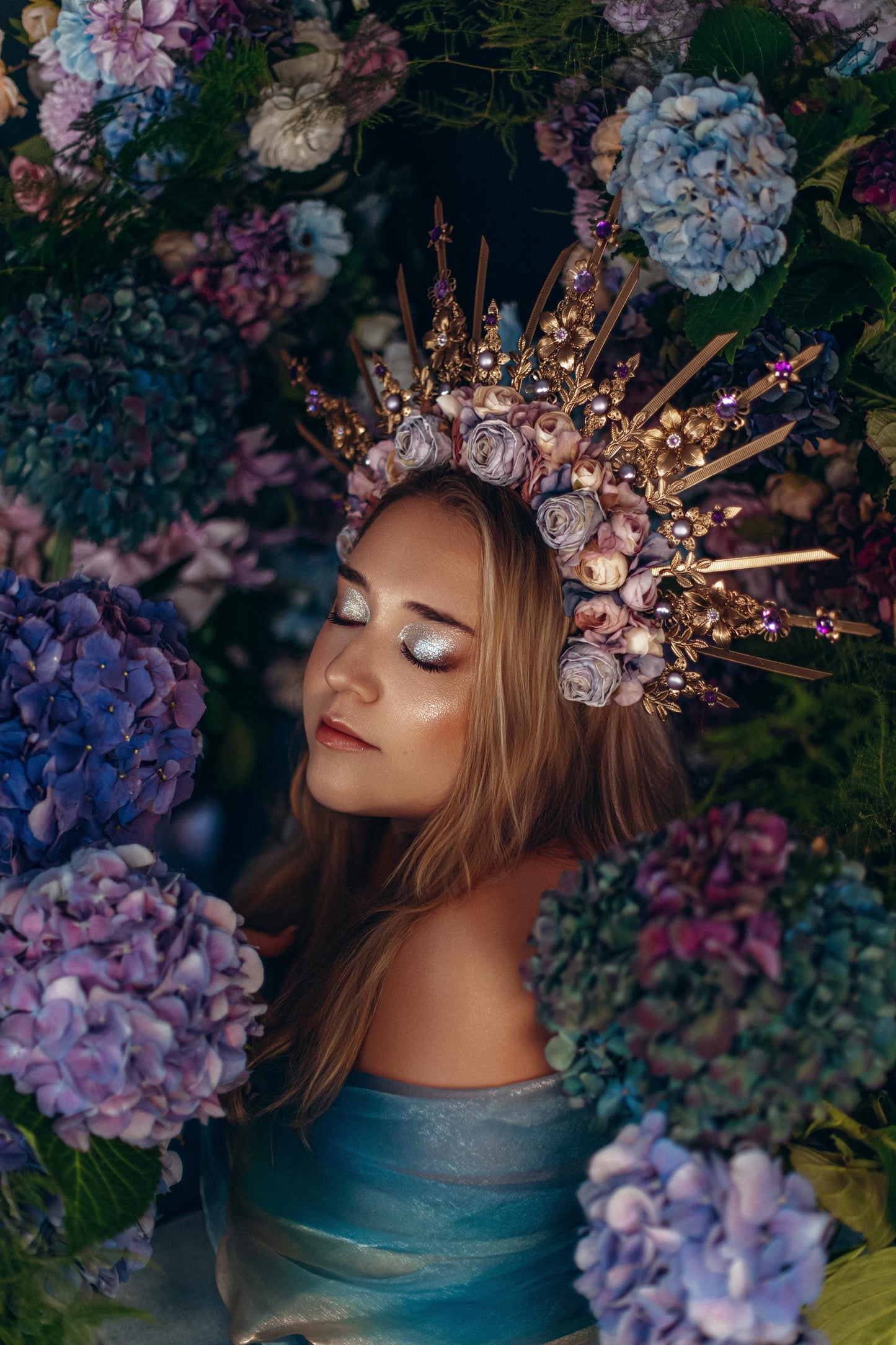 Amethyst Blossom Celestial Halo Crown