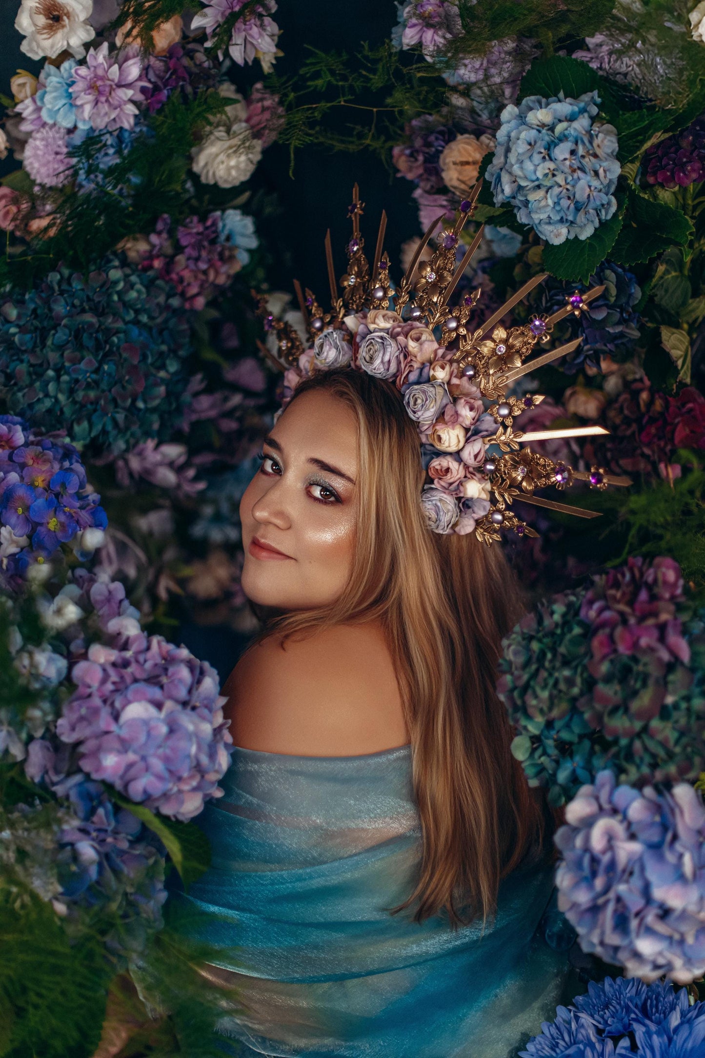 Amethyst Blossom Celestial Halo Crown