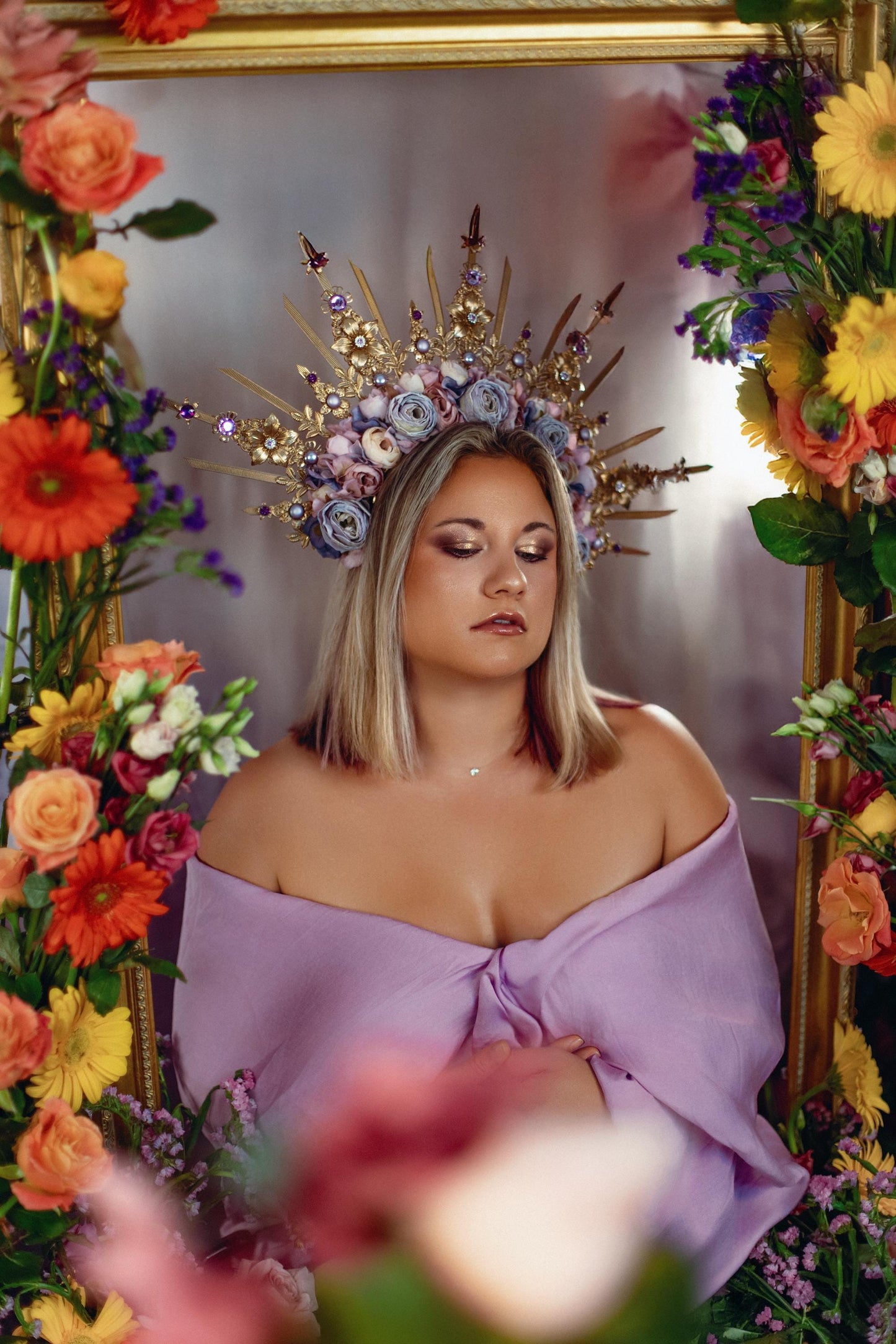 Amethyst Blossom Celestial Halo Crown