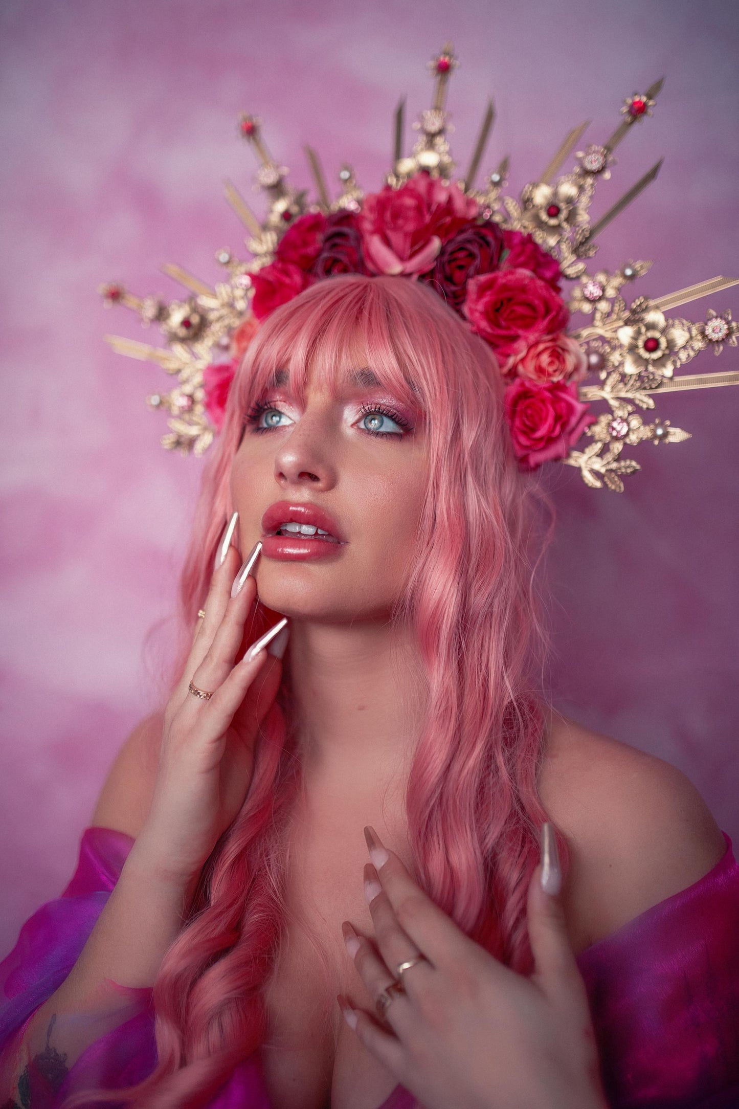 Rose Radiance Halo Crown With Gold Spikes