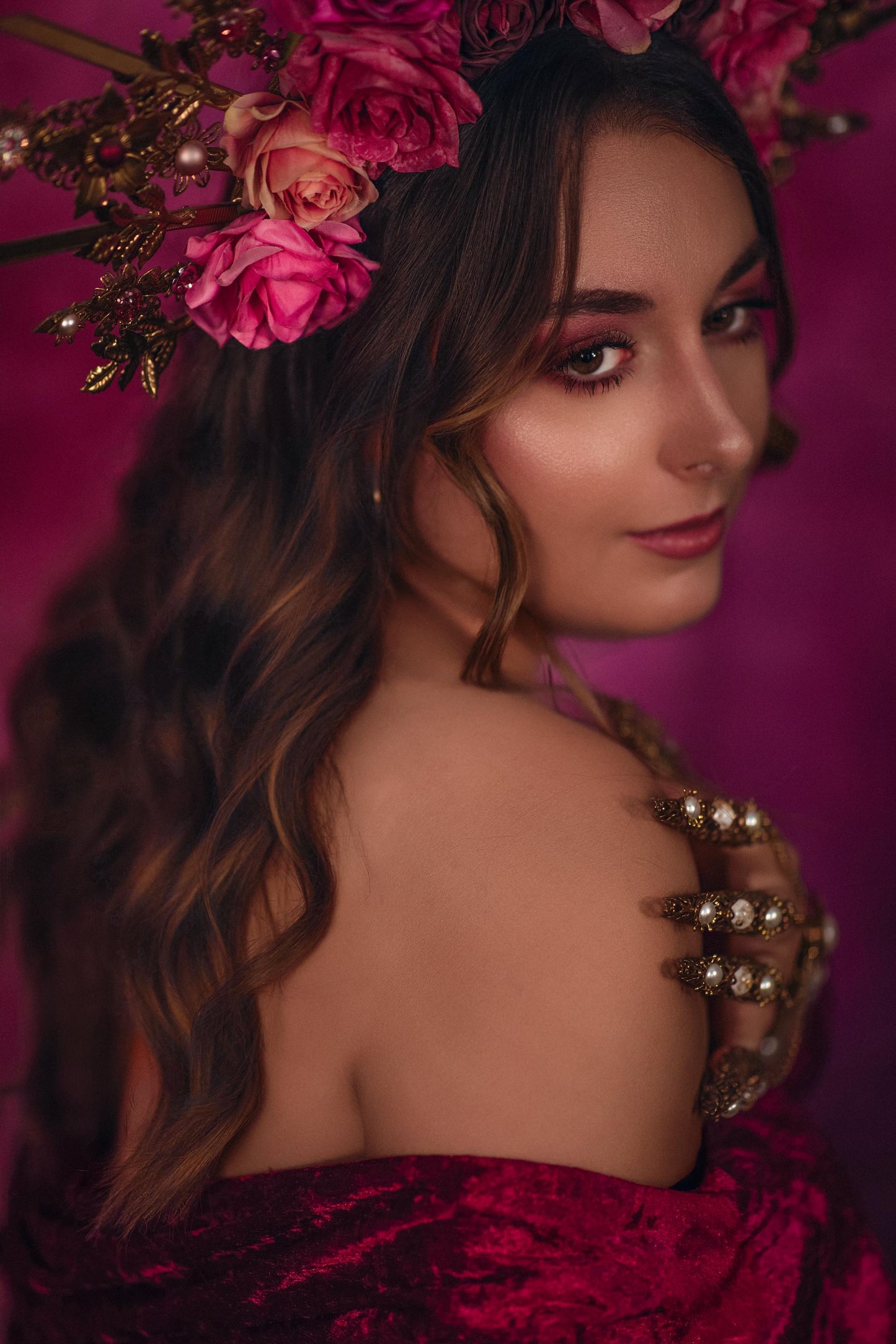 Rose Radiance Halo Crown With Gold Spikes