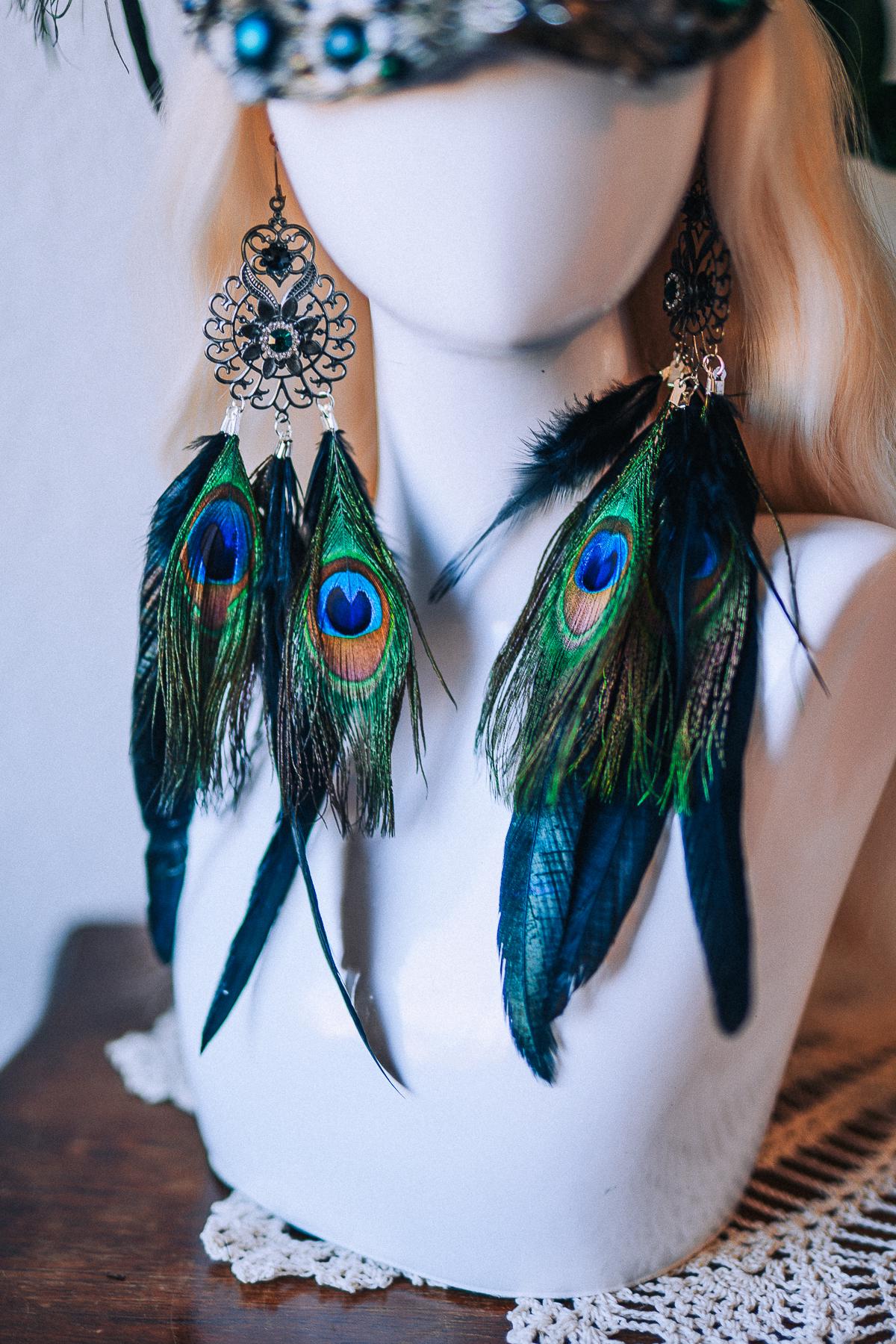 Silver Peacock Masquerade Mask Dark Baroque Goddess Headpiece