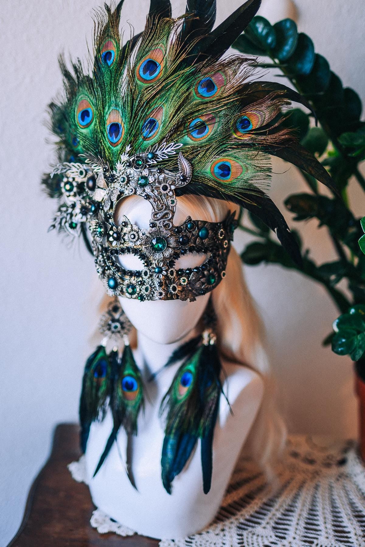 Peacock Goddess Earrings Baroque Statement Jewelry
