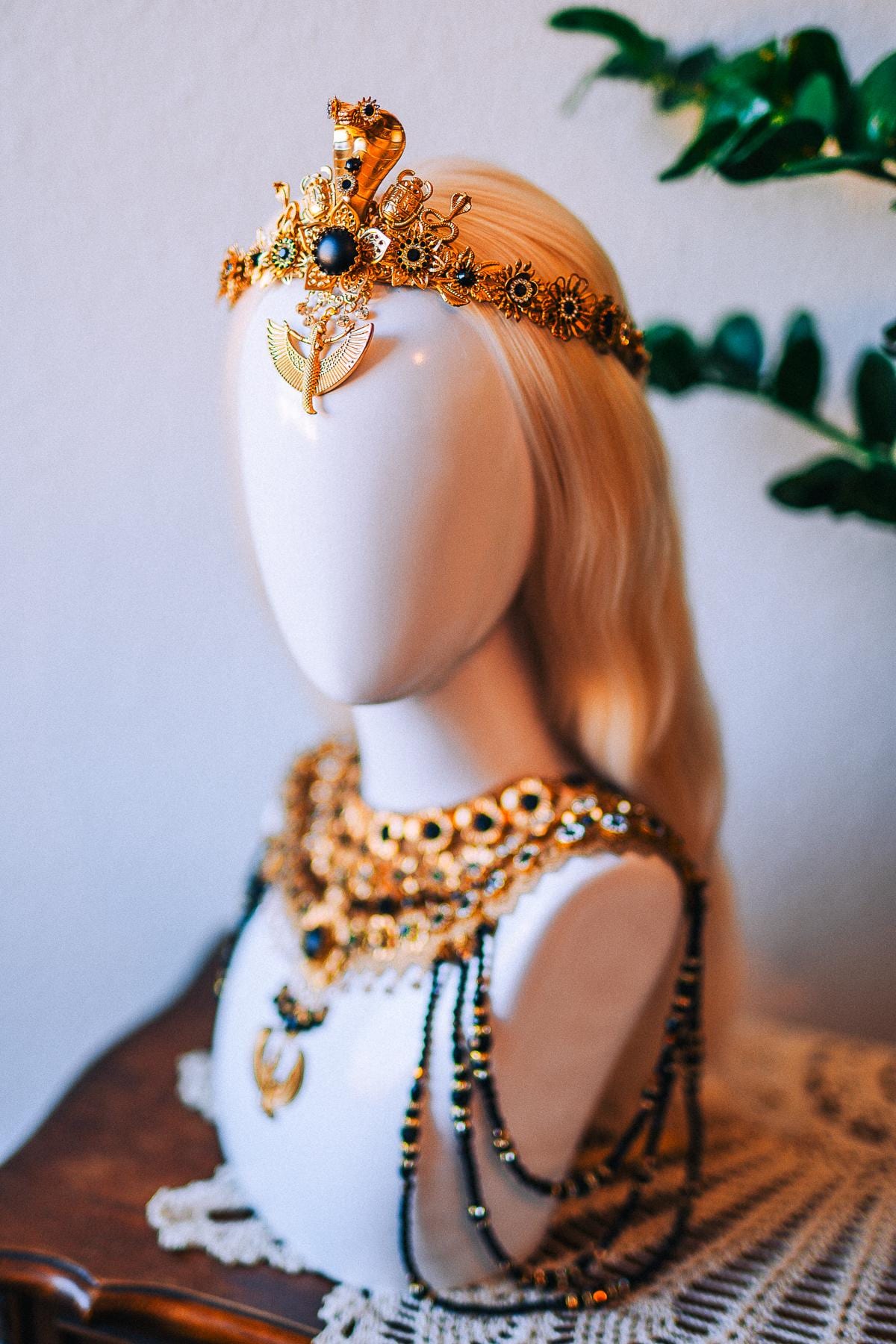 Cleopatra Solar Wings Necklace Egyptian Goddess Statement Jewelry