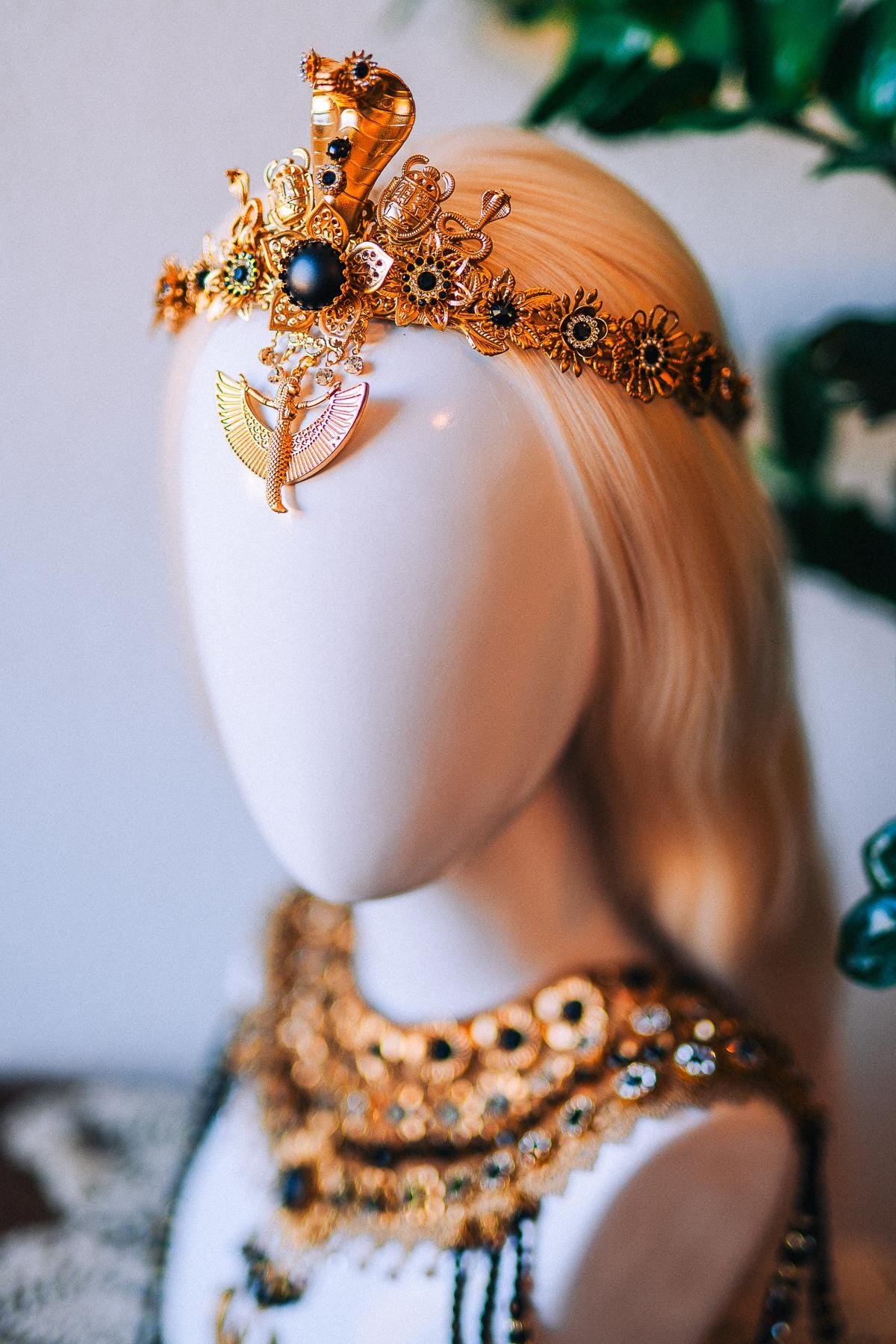 Cleopatra Solar Wings Necklace Egyptian Goddess Statement Jewelry