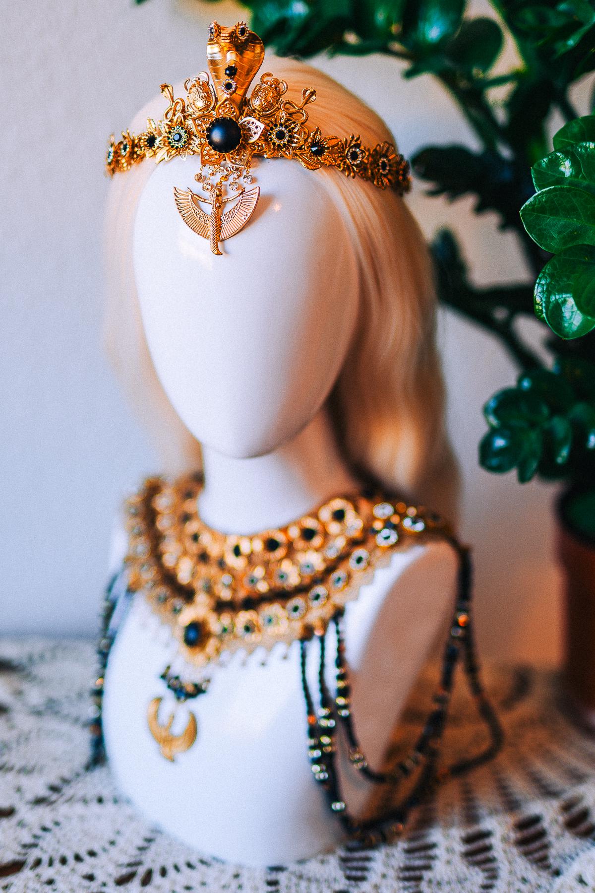 Cleopatra Solar Wings Necklace Egyptian Goddess Statement Jewelry