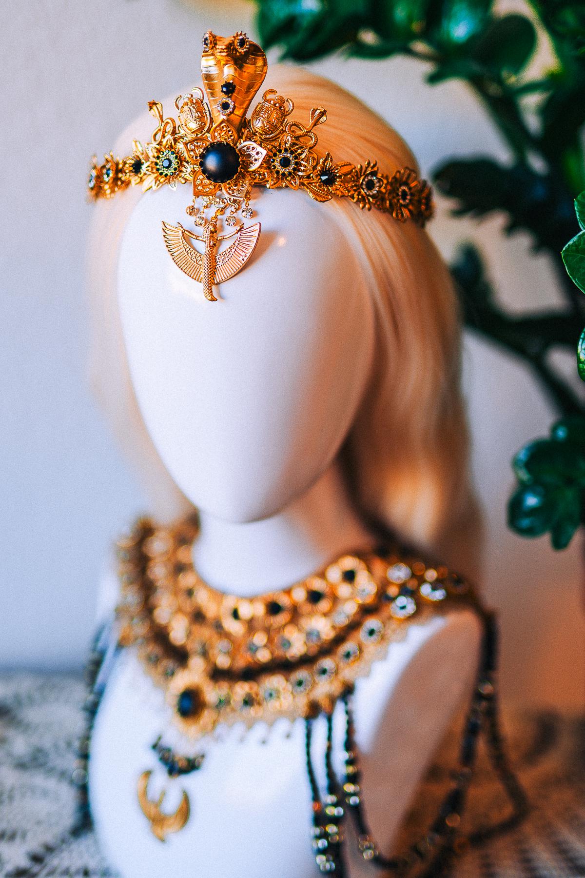 Cleopatra Solar Wings Necklace Egyptian Goddess Statement Jewelry