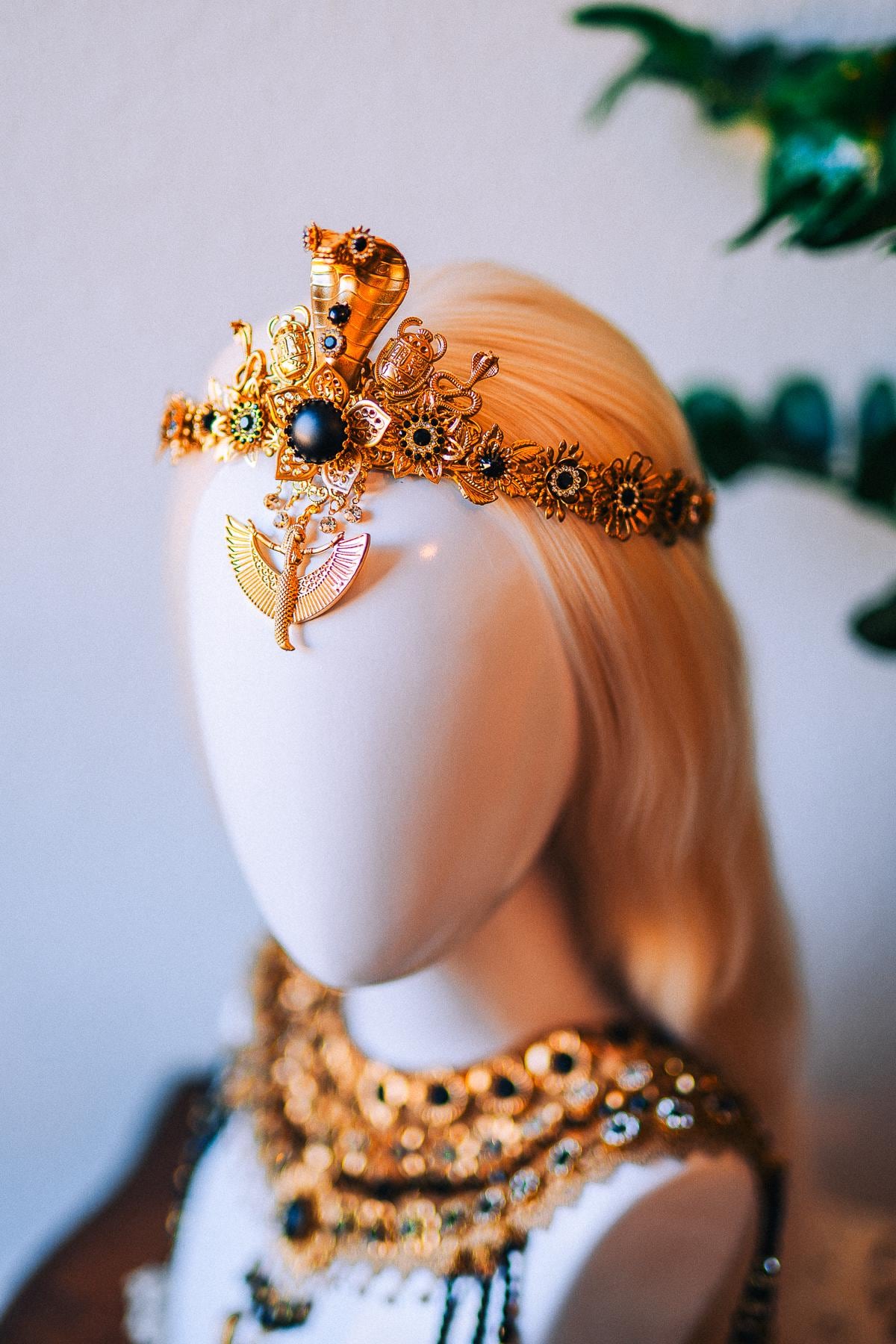 Cleopatra Solar Wings Necklace Egyptian Goddess Statement Jewelry