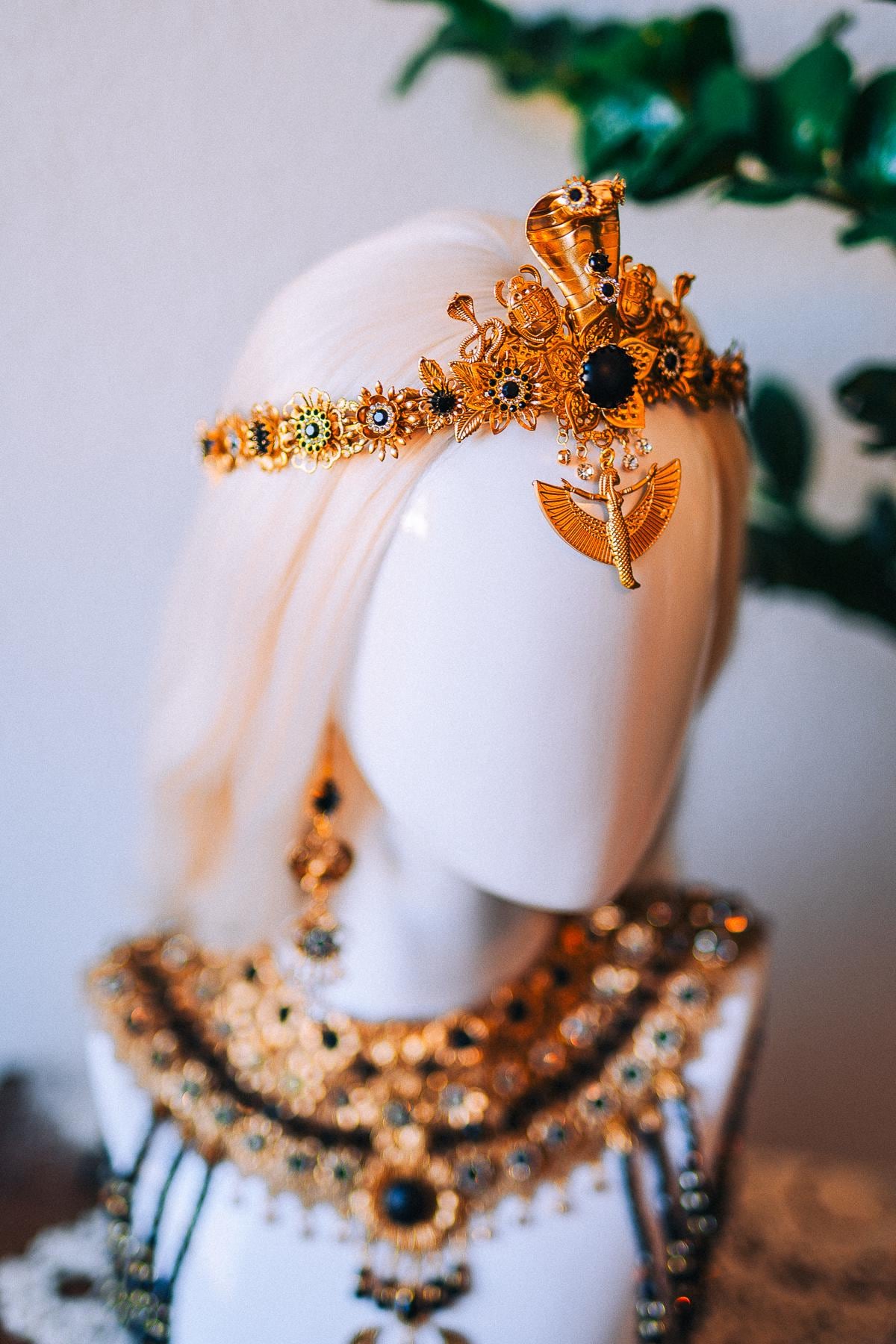 Cleopatra Solar Wings Necklace Egyptian Goddess Statement Jewelry