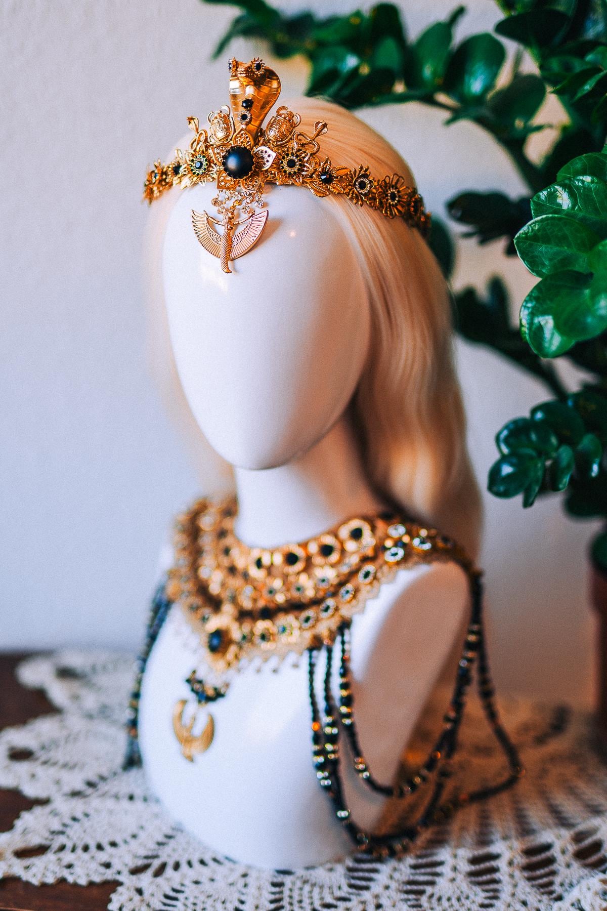 Cleopatra Solar Wings Necklace Egyptian Goddess Statement Jewelry