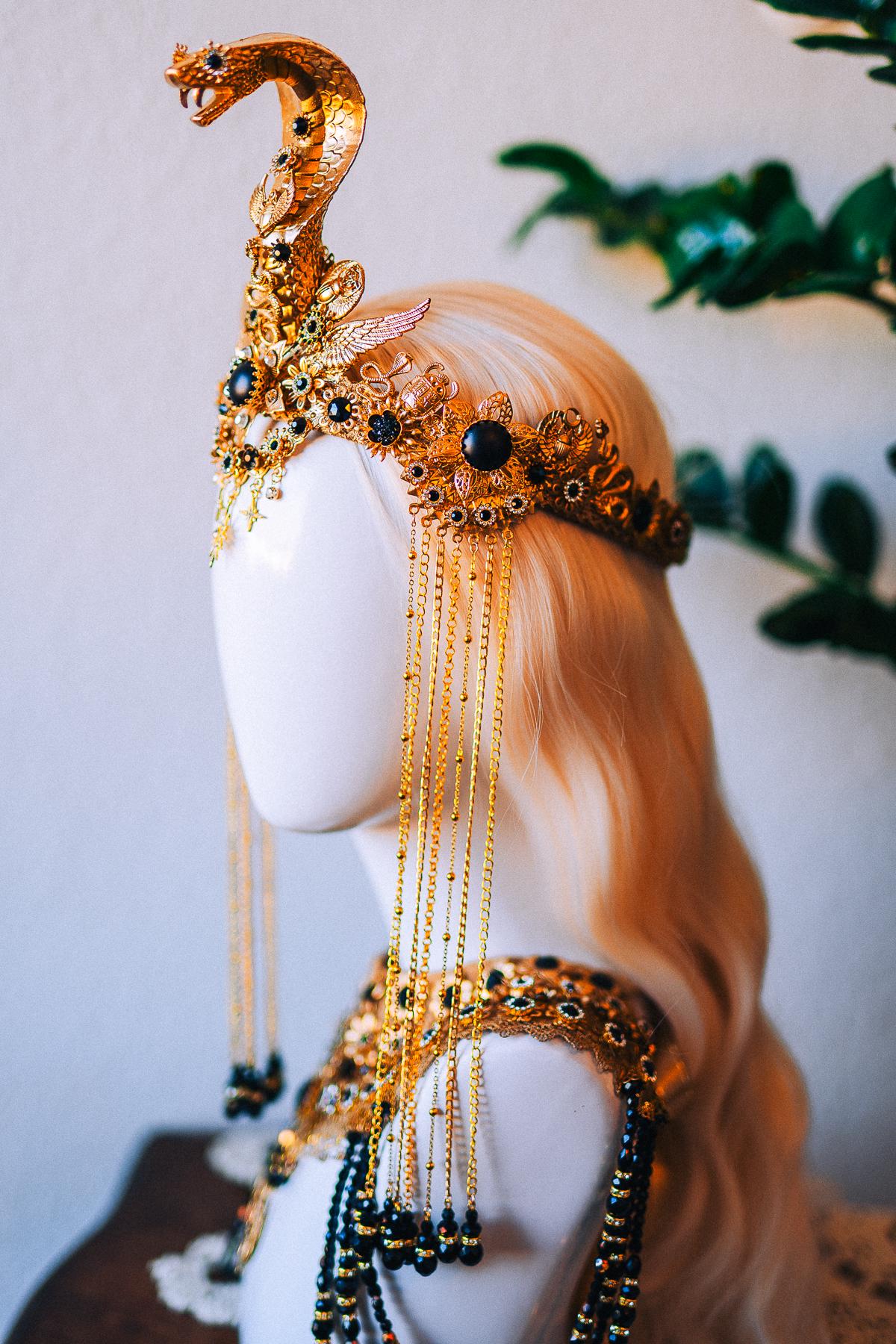 Cleopatra Royal Cobra Headdress Egyptian Goddess Crown