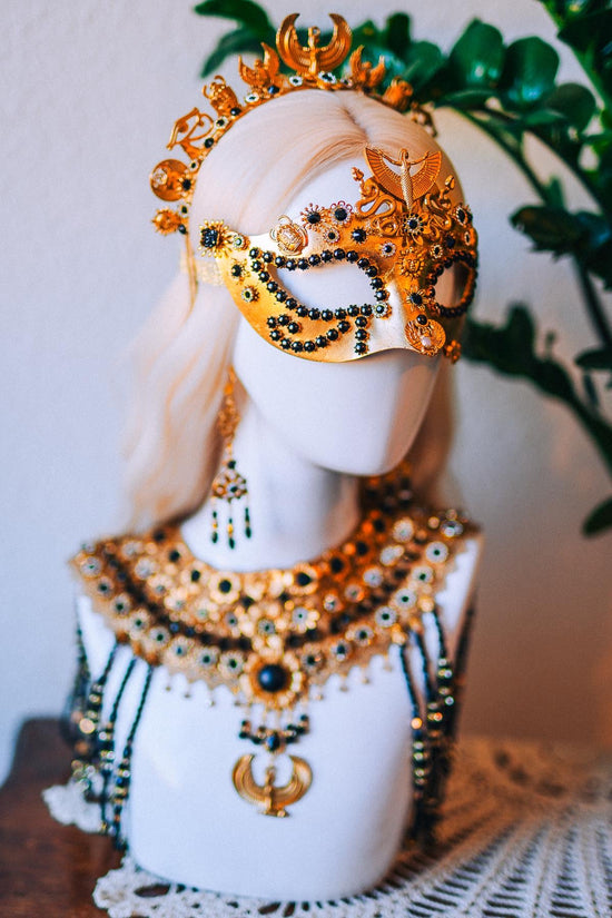 Cleopatra Solar Scarab Mask Egyptian Goddess Statement Headpiece