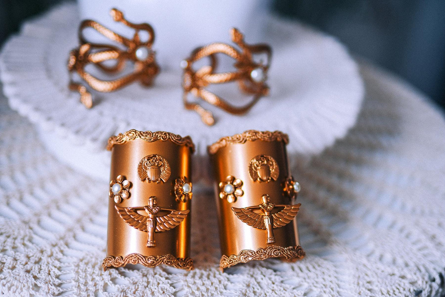 Cleopatra Serpent Arm Cuffs Gold Egyptian Goddess Jewelry