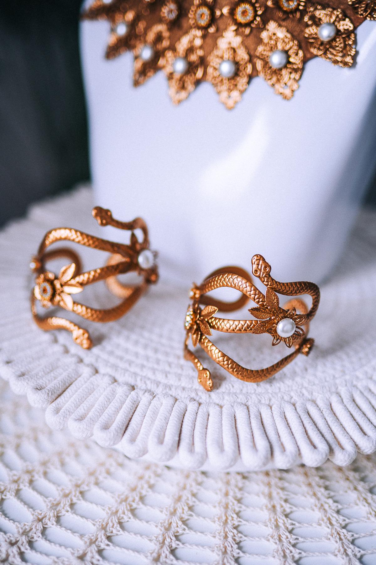 Cleopatra Royal Wrist Cuffs Gold Egyptian Goddess Jewelry