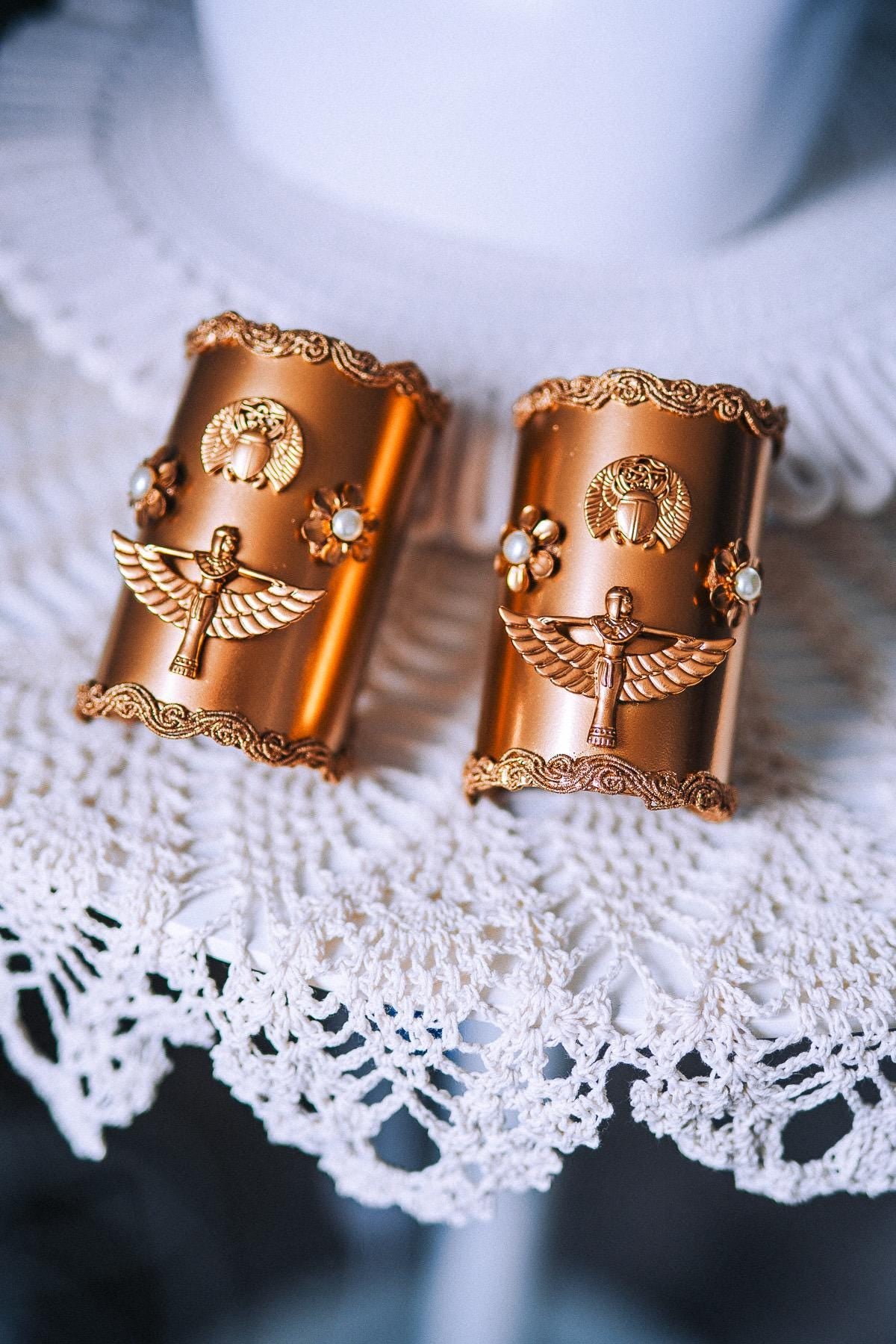 Cleopatra Royal Wrist Cuffs Gold Egyptian Goddess Jewelry