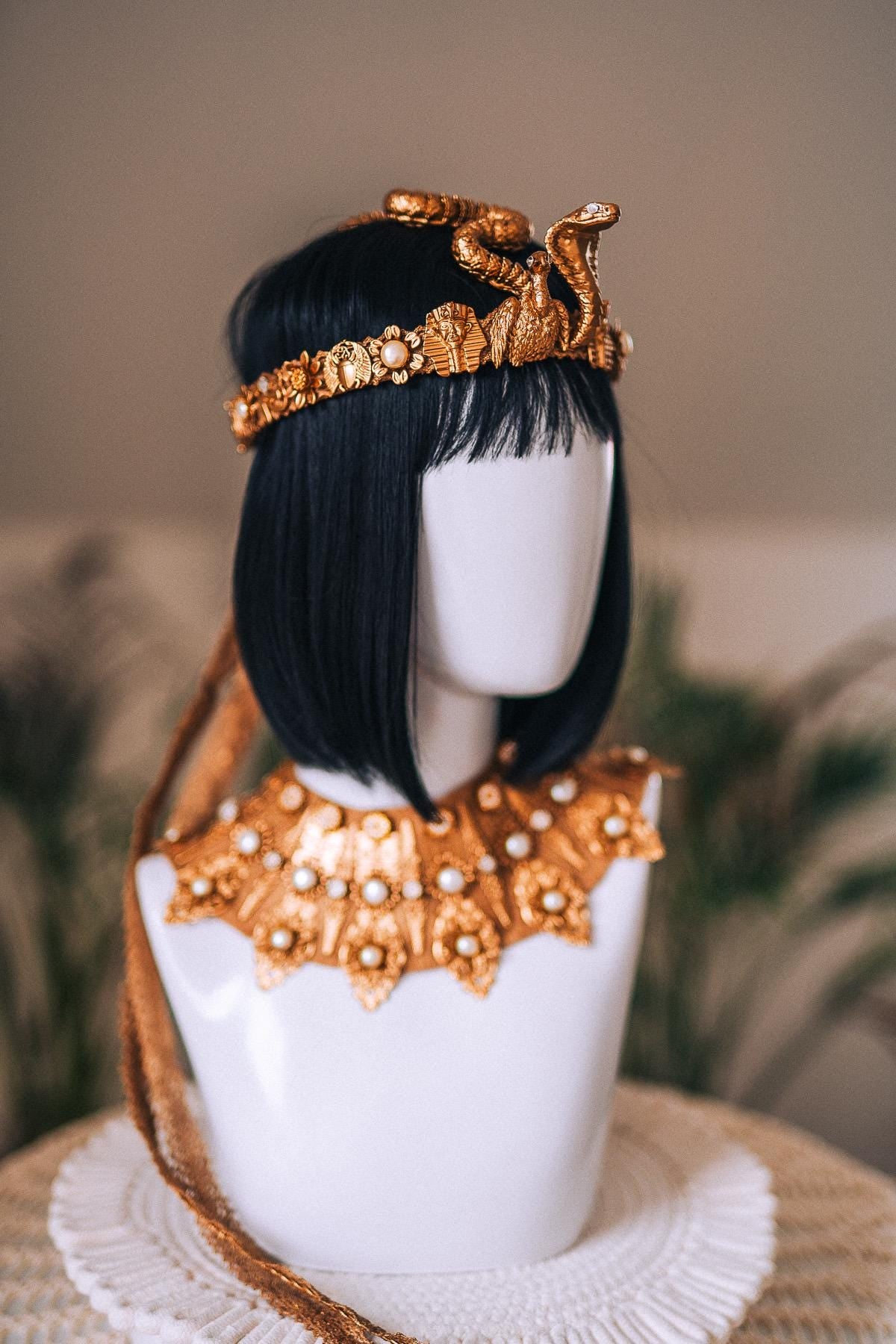 Cleopatra Serpent Crown Gold Egyptian Goddess Headpiece