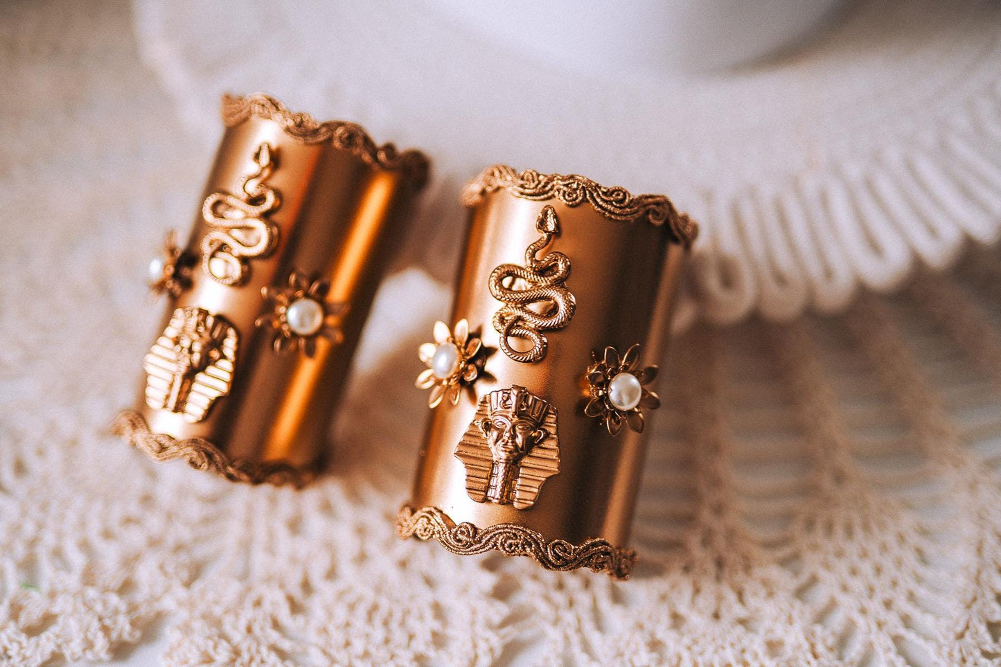 Cleopatra Serpent Upper Arm Cuffs Gold Egyptian Goddess Jewelry