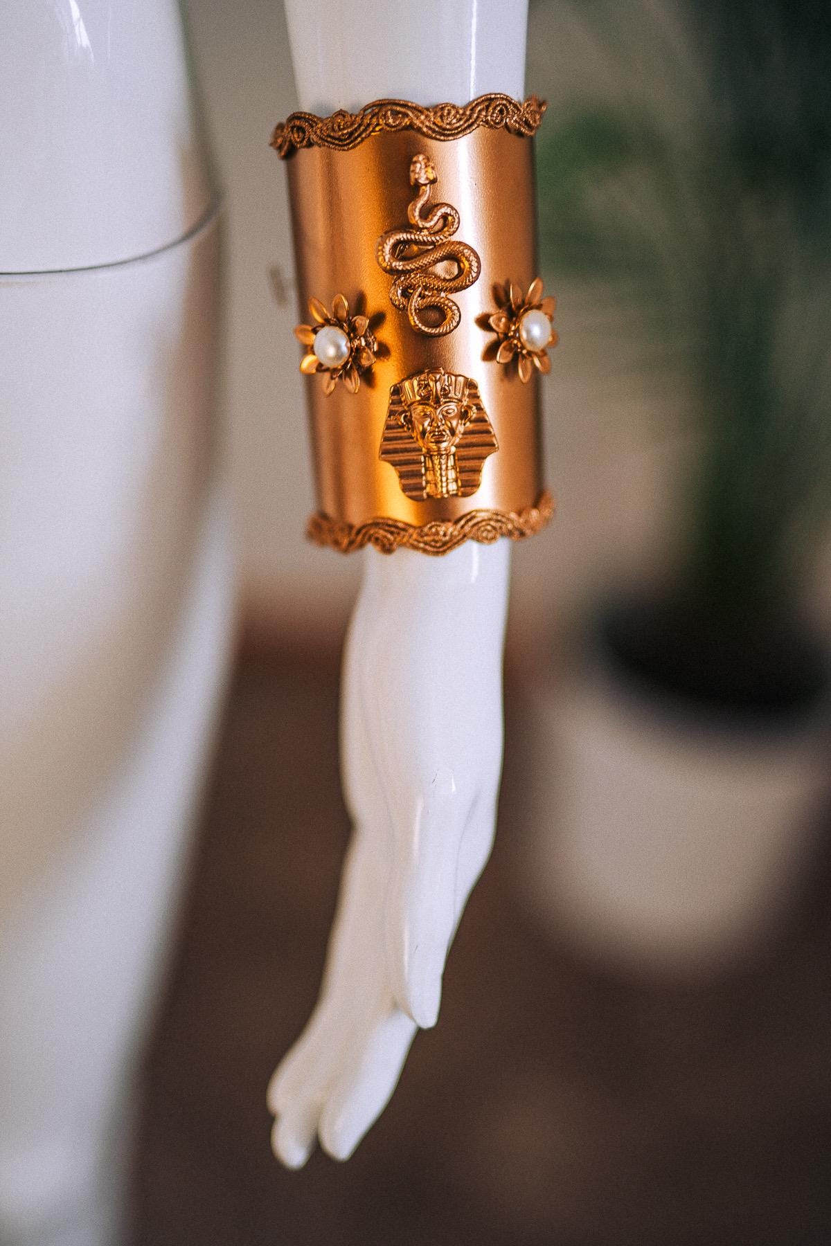 Cleopatra Royal Wrist Cuffs Gold Egyptian Goddess Jewelry