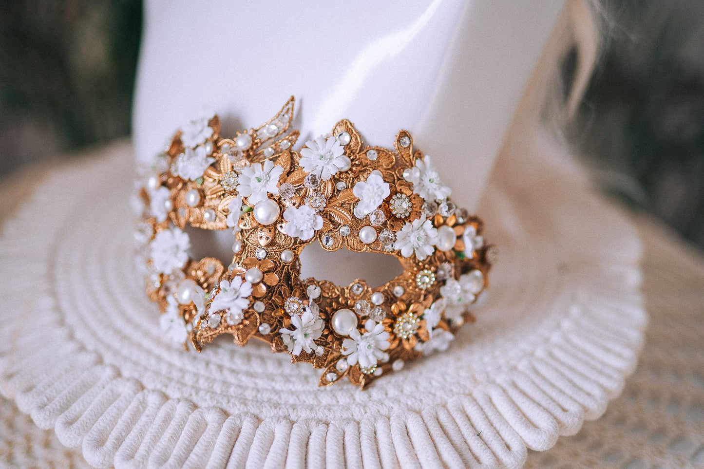 Golden Floral Solar Halo Crown Goddess Bride