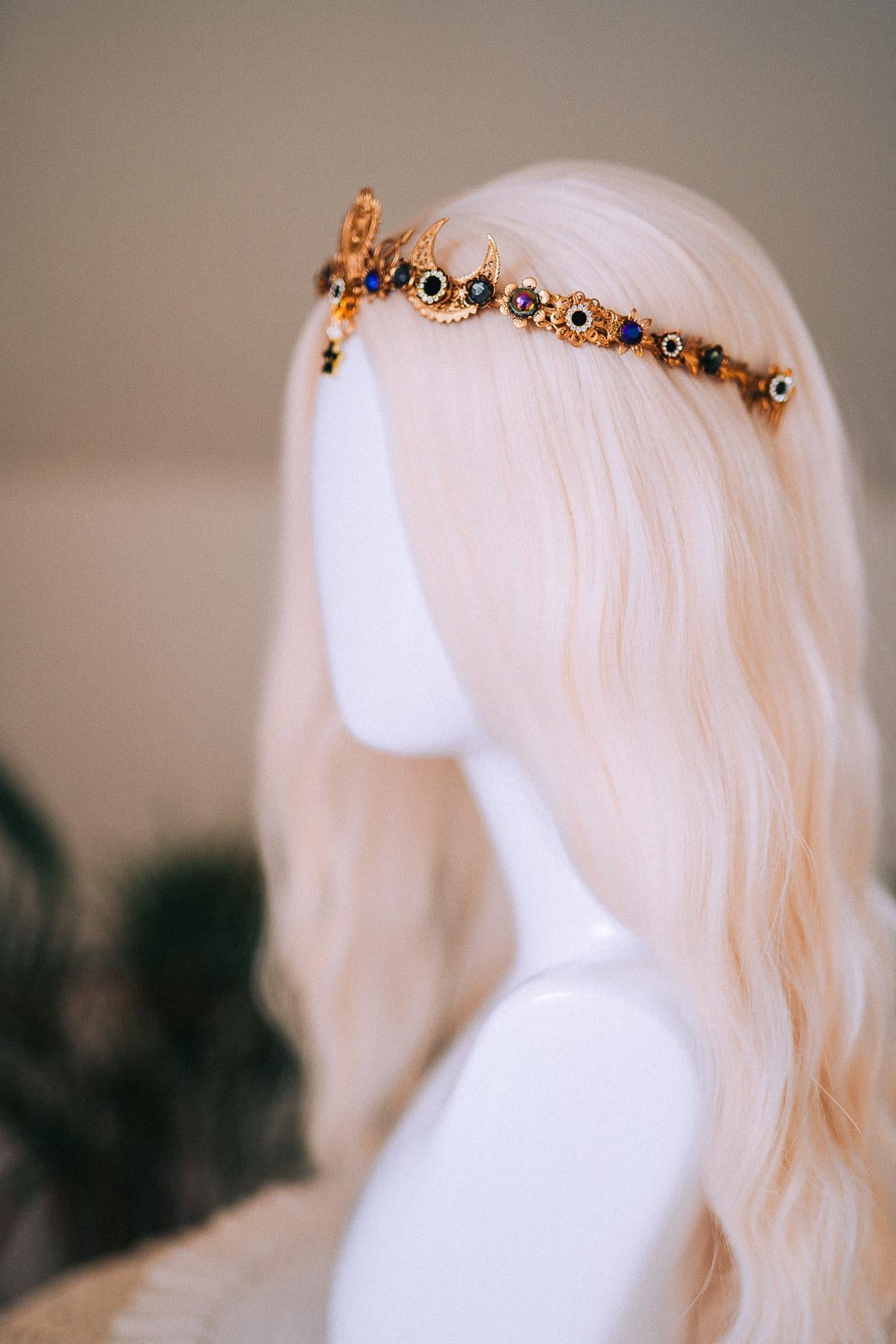 Sagittarius Zodiac Halo Crown Gold Celestial Astrology Goddess Headpiece