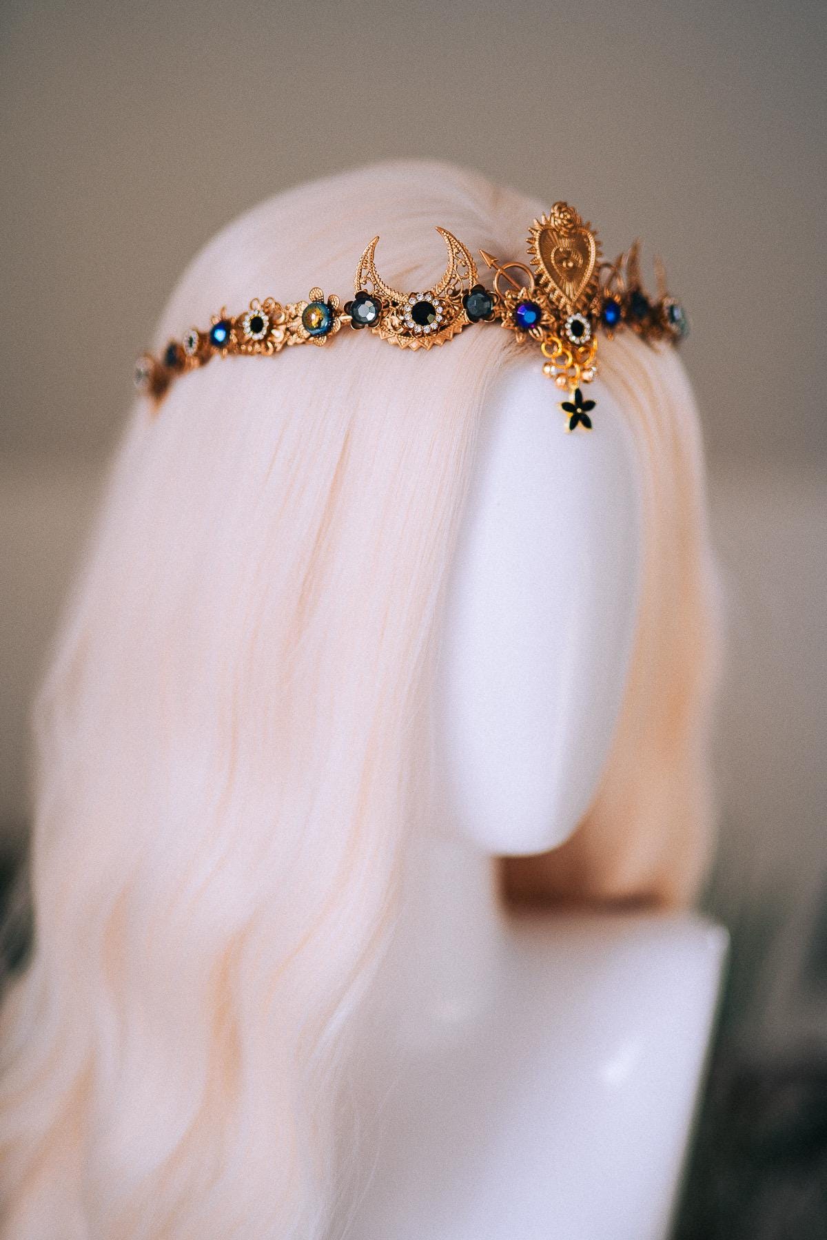 Sagittarius Zodiac Halo Crown Gold Celestial Astrology Goddess Headpiece