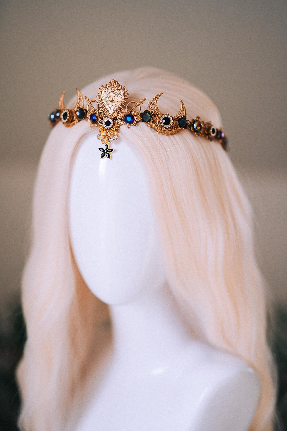 Sagittarius Zodiac Halo Crown Gold Celestial Astrology Goddess Headpiece