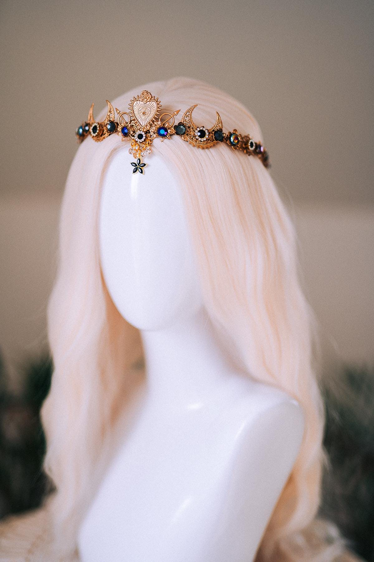 Sagittarius Zodiac Halo Crown Gold Celestial Astrology Goddess Headpiece
