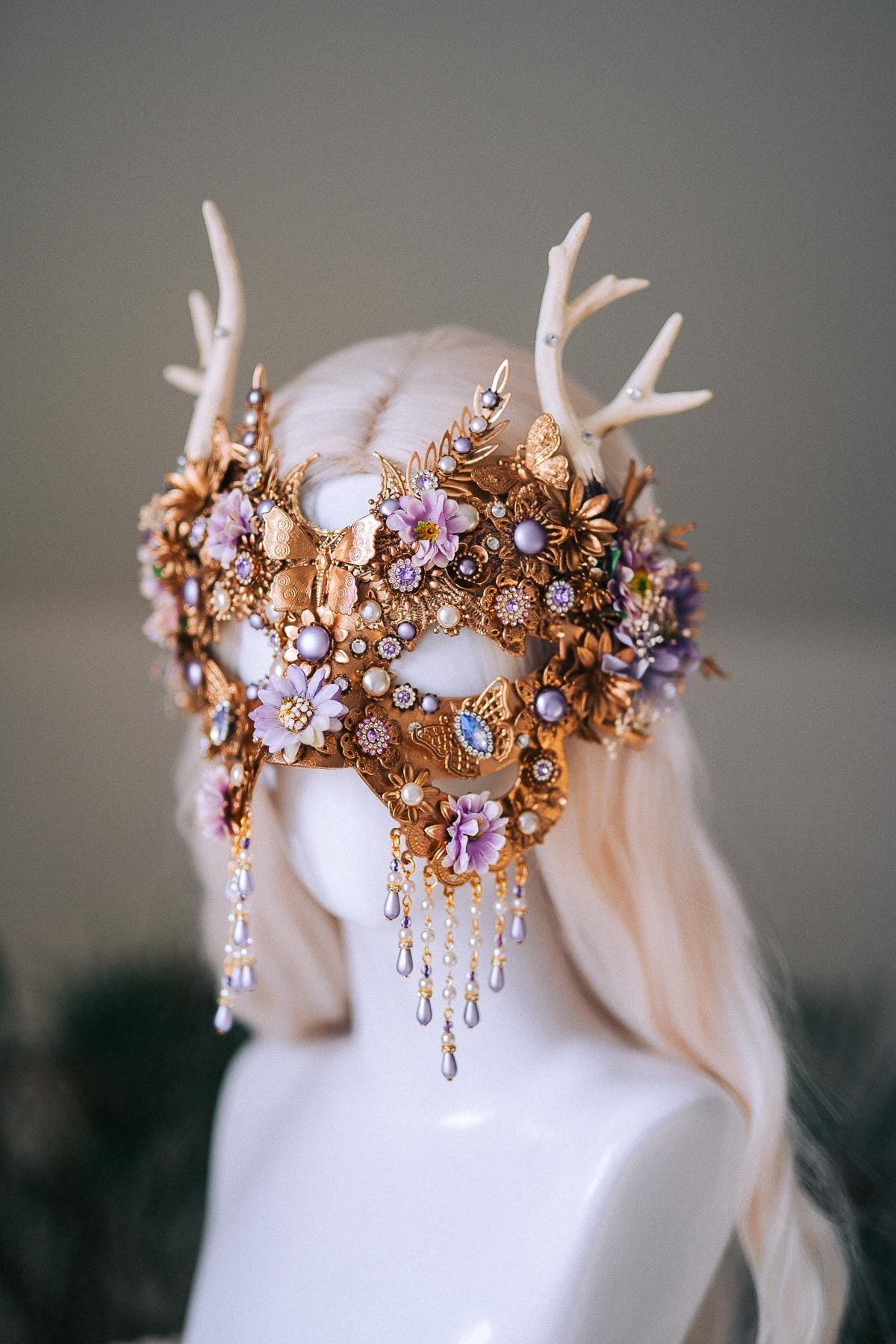 Golden Floral Solar Halo Crown Goddess Bride